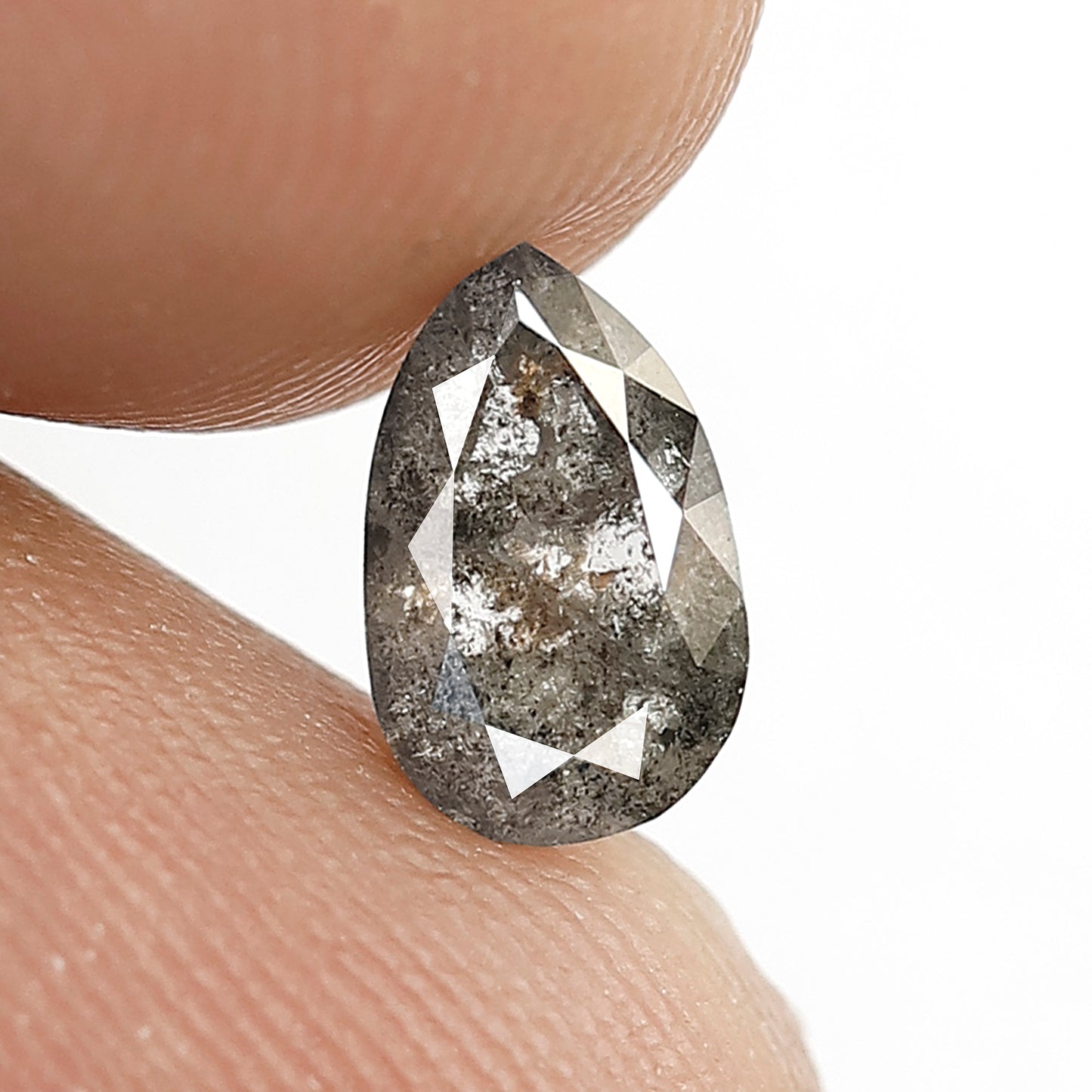 1.02 Ct Pear Shape Salt and Pepper Diamond | Natural Gray Black Translucent Loose Diamond | Conflict Free Bridal Ring Stone