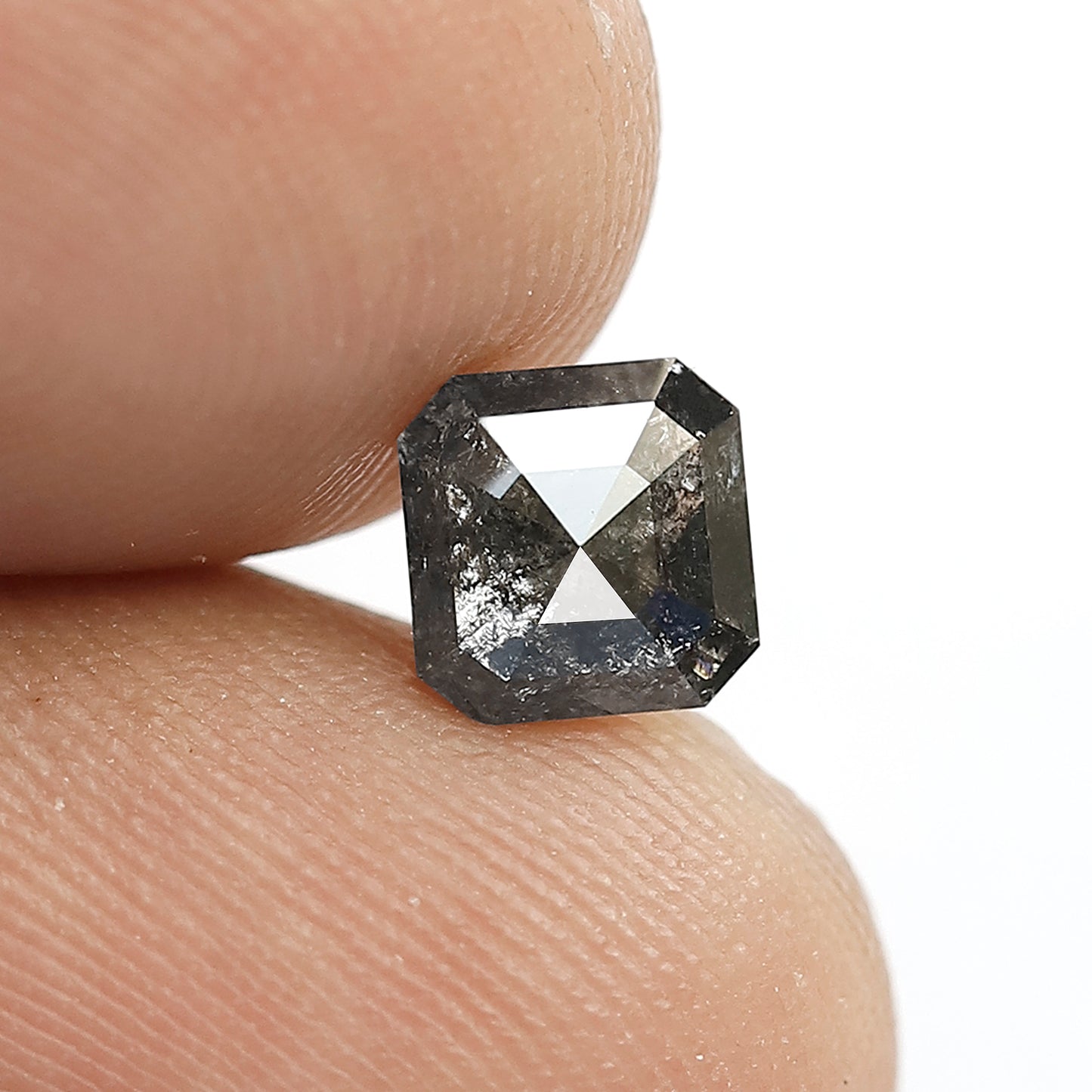 0.90 CT Asscher cut Salt and Pepper Earth Mined Diamond, Loose Natural Gray Black Diamond For Anniversary Ring