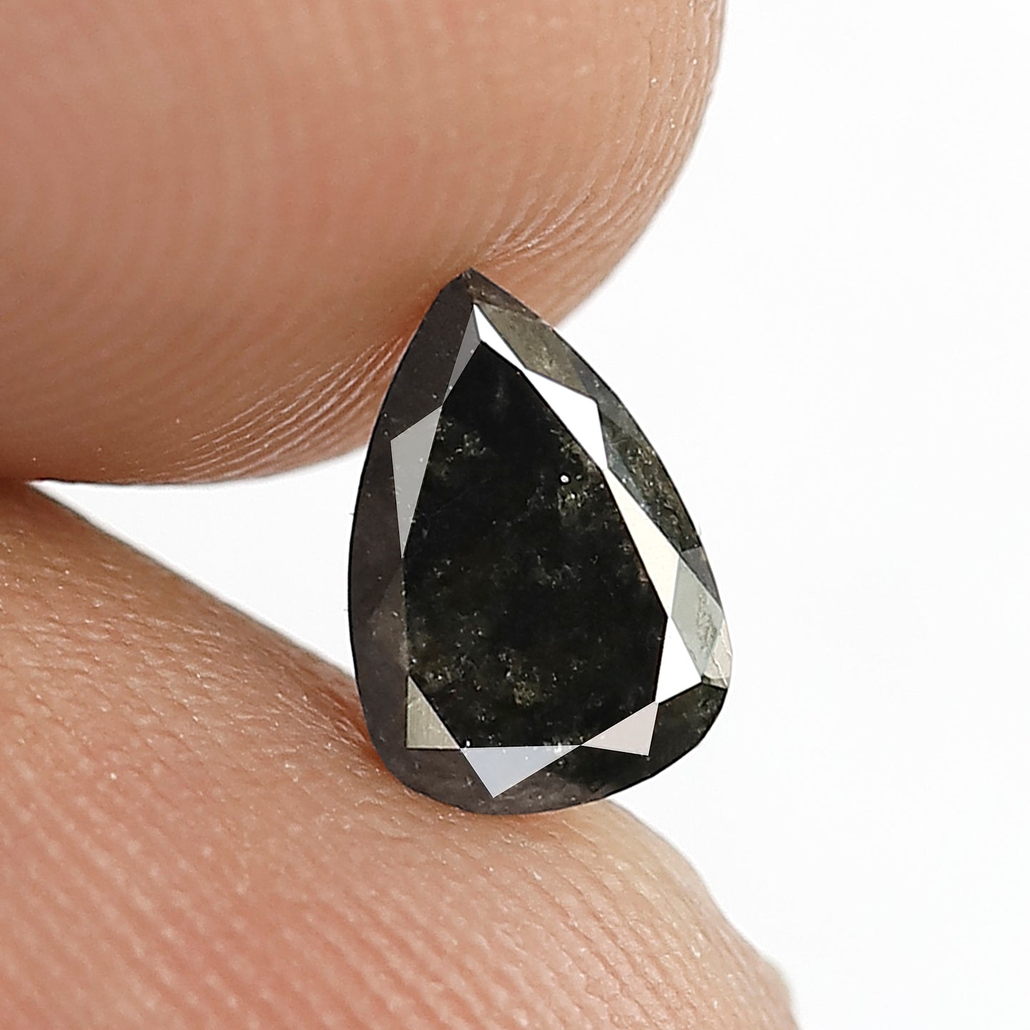 0.87 CT Natural Conflict Free Pear Shape Diamond, 7.50 x 5.10 mm Gray Black Salt and Pepper Diamond For Making Pear Wedding Ring