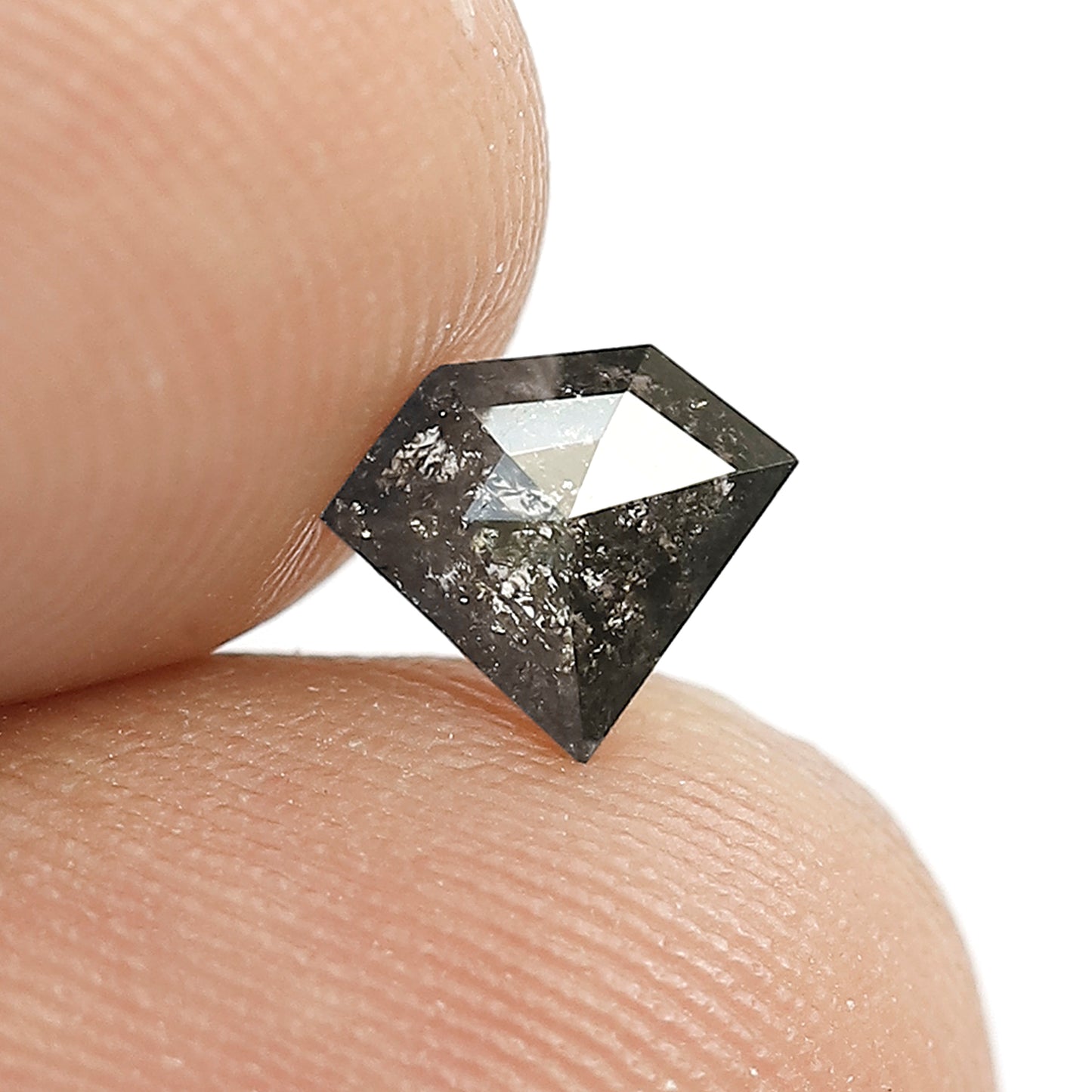 0.63 Ct Geometric Cut Salt and Pepper Diamond | Natural Gray Black Loose Diamond 6.00 x 7.00 mm | Earth Mined Wedding Band Stone
