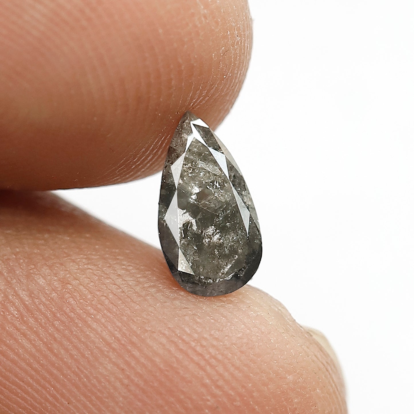 0.81 Ct Pear Shape Salt and Pepper Diamond | Natural Gray Black Loose Diamond | Earth Mined Diamond for Anniversary Jewelry