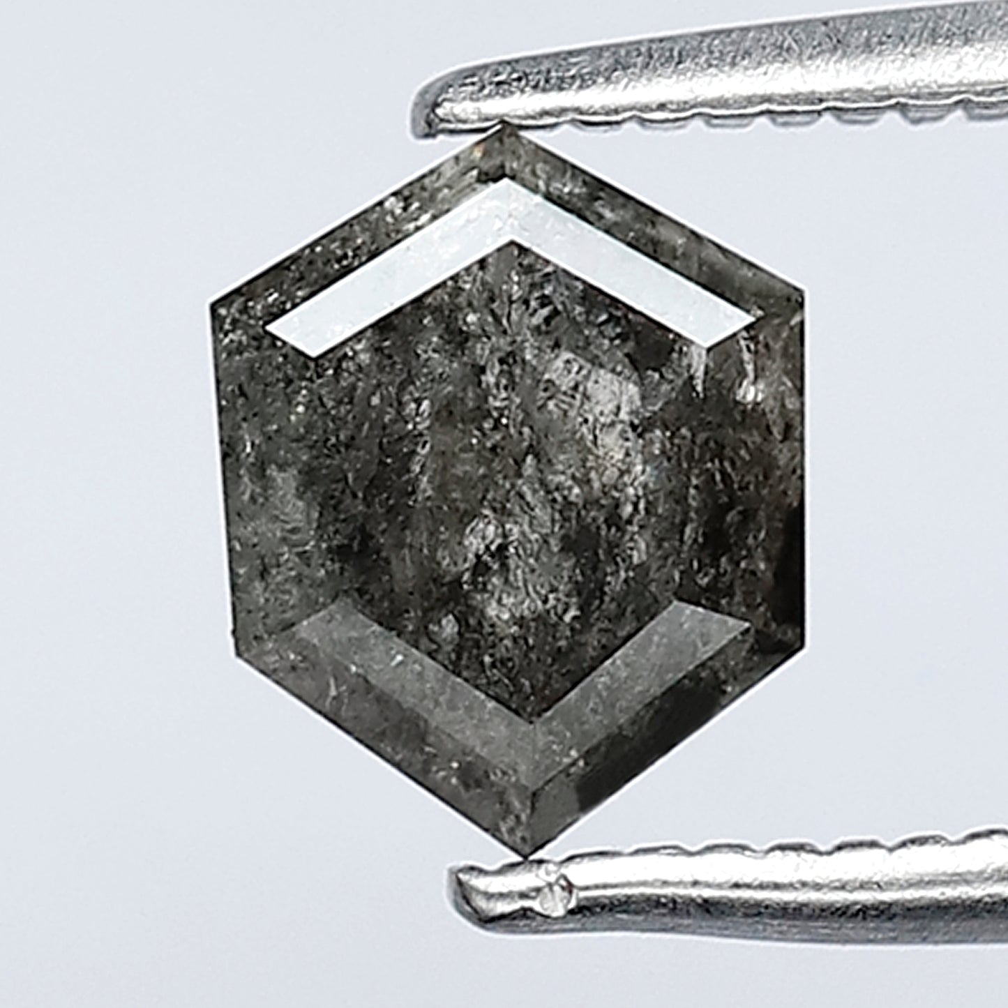 0.85 CT Grey Black Color Hexagon Shape Salt and Pepper Loose Earth Mine7 MM Diamond perfect for Vintage Solitaire Ring