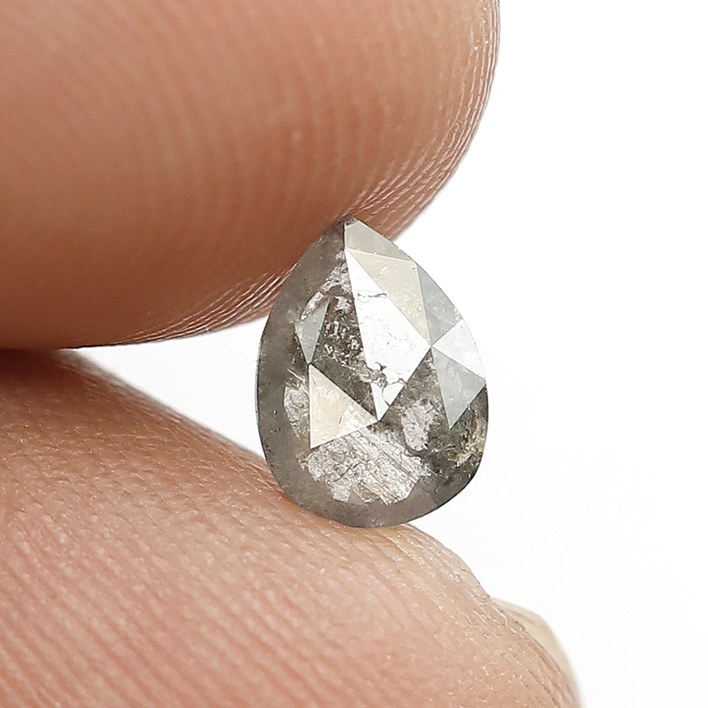0.56 CT Pear Shape Natural Loose Diamond, 7.00 x 5.00 mm Gray Black Salt and Pepper Diamond For Engagement Ring