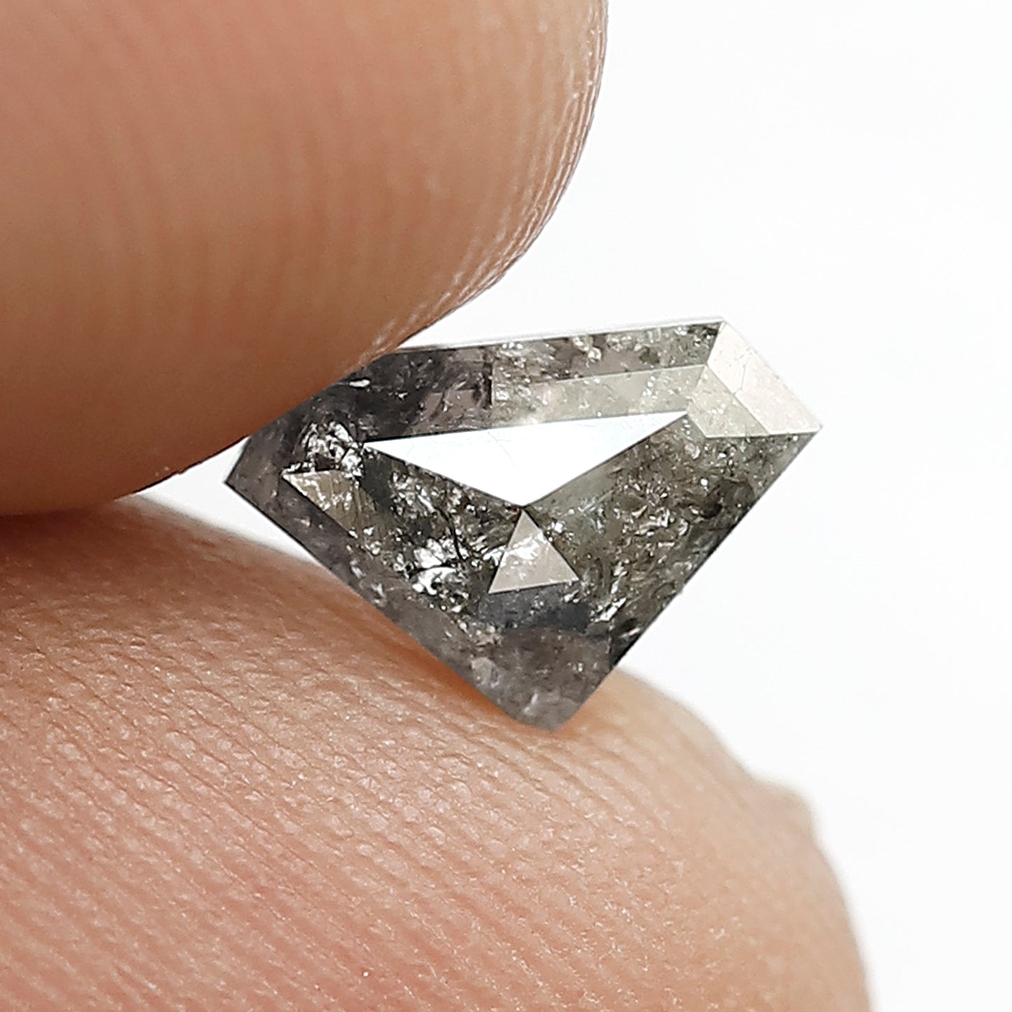 0.72 CT Natural Geometric cut Diamond, 5.50 mm Gray Black Salt and Pepper Ethical Diamond