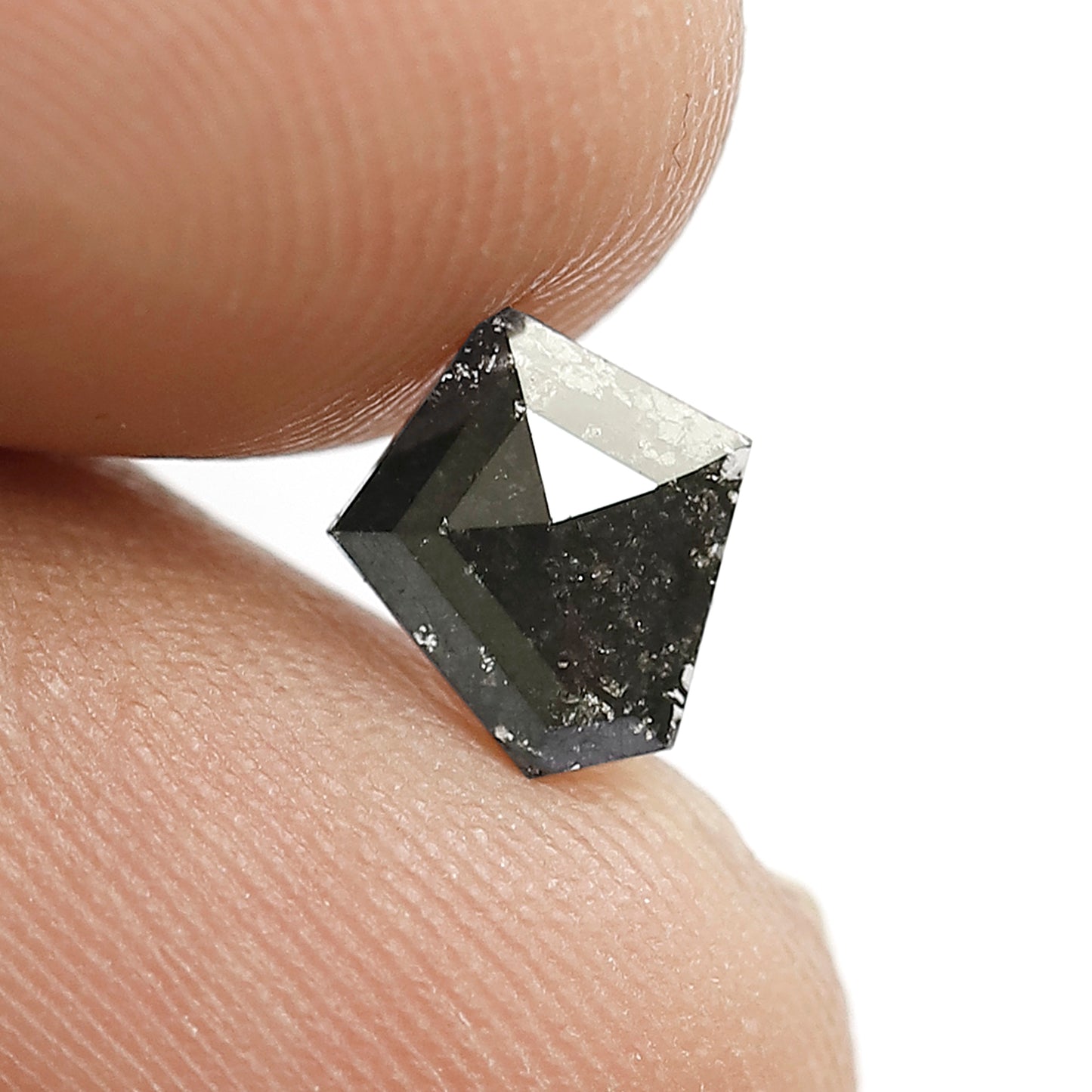 0.58 CT Geometric cut Salt and Pepper Earth Mined Diamond, 7.60 mm Gray Black Loose Diamond For Custom Jewelry