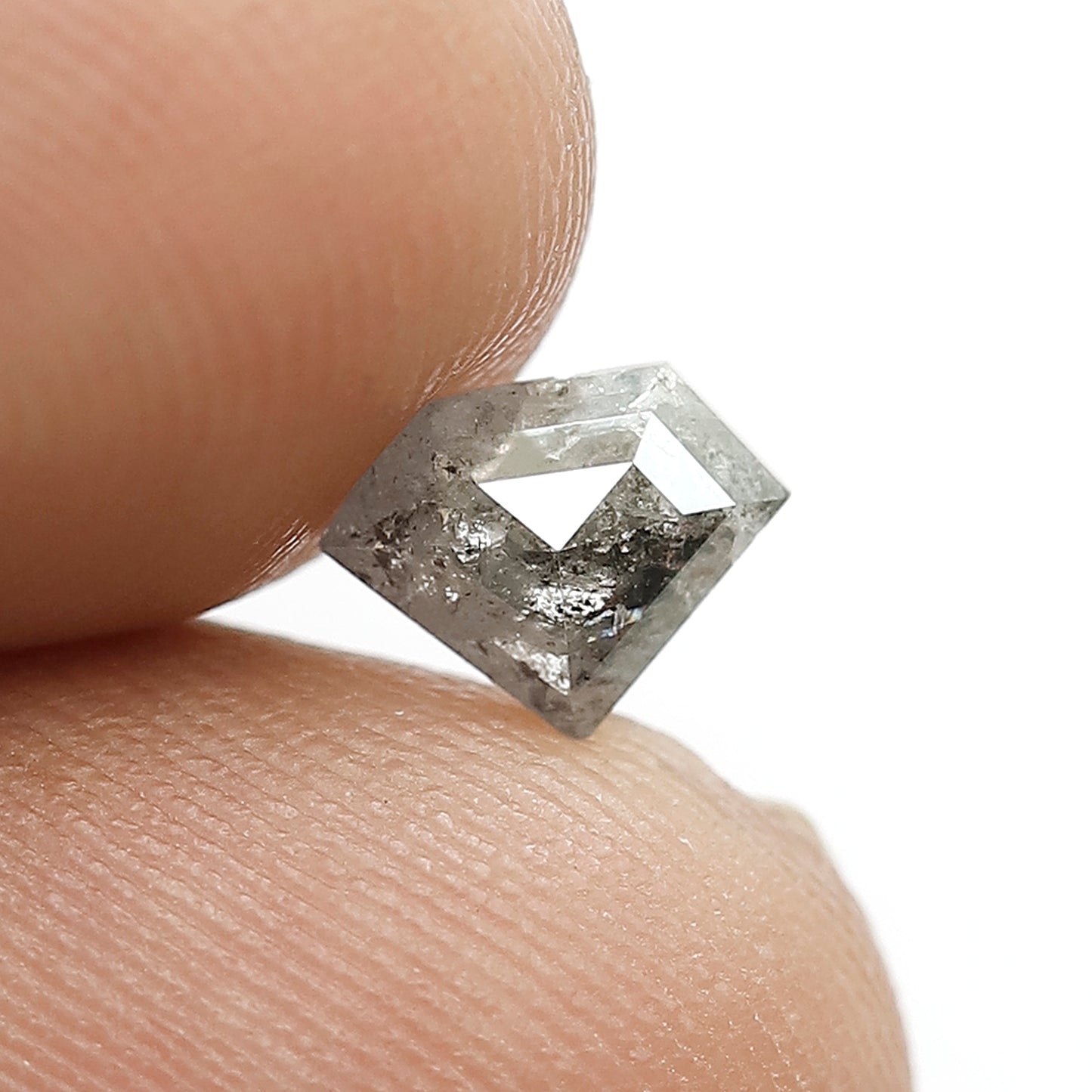 0.73 CT Geometric cut Salt and Pepper Diamond, 5.60 mm Natural Gray Black Loose Earth Mined Diamond