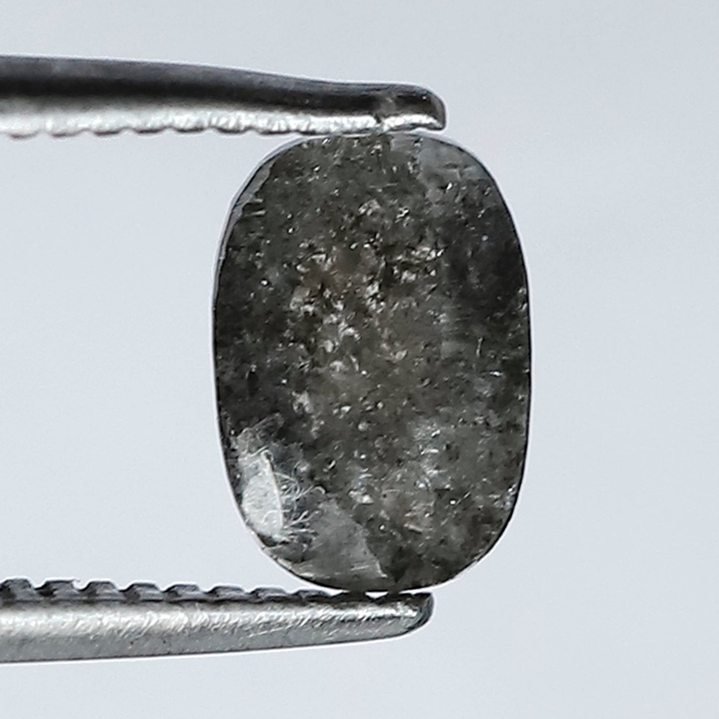 0.71 ct, 7 mm Oval shape salt and pepper diamond galaxy diamond grey black color oval for unique jewelry pendant