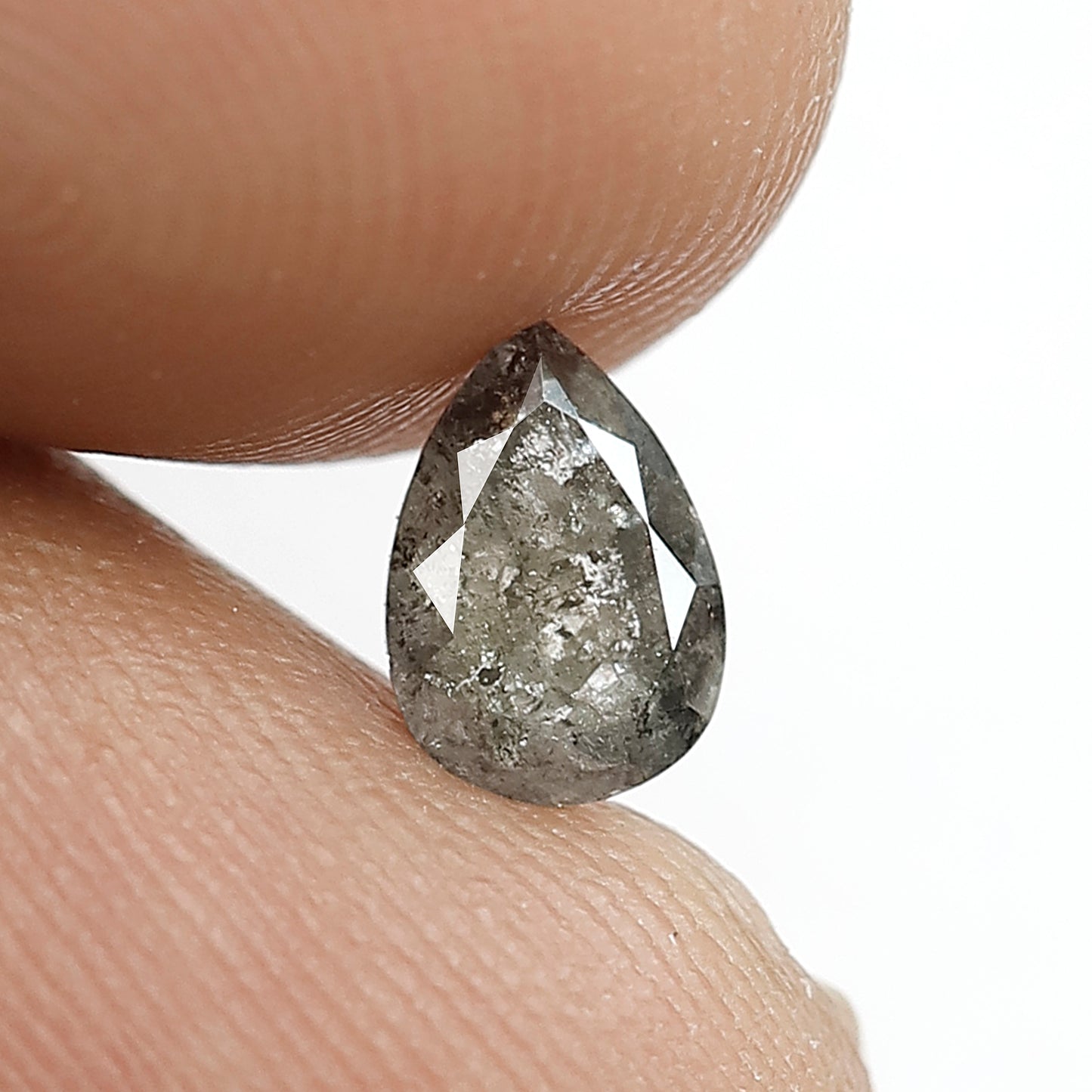 0.72 Ct Pear Shape Loose Diamond | Natural Gray Black Salt and Pepper Diamond | Engagement Ring Stone