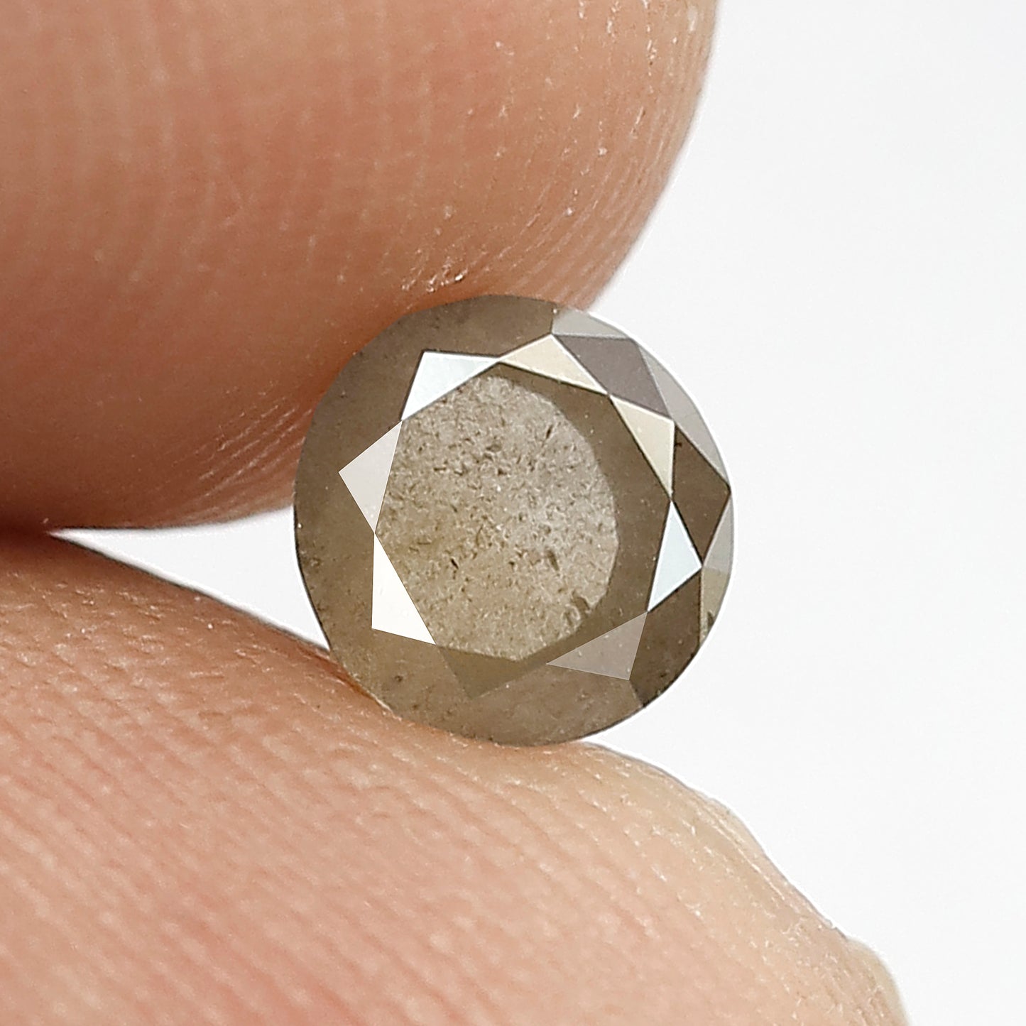 0.69 CT Oval Shape Salt and Pepper Diamond, 5.40 x 5.20 mm Natural Yellowish Translucent Loose Ethical Diamond For Wedding Ring