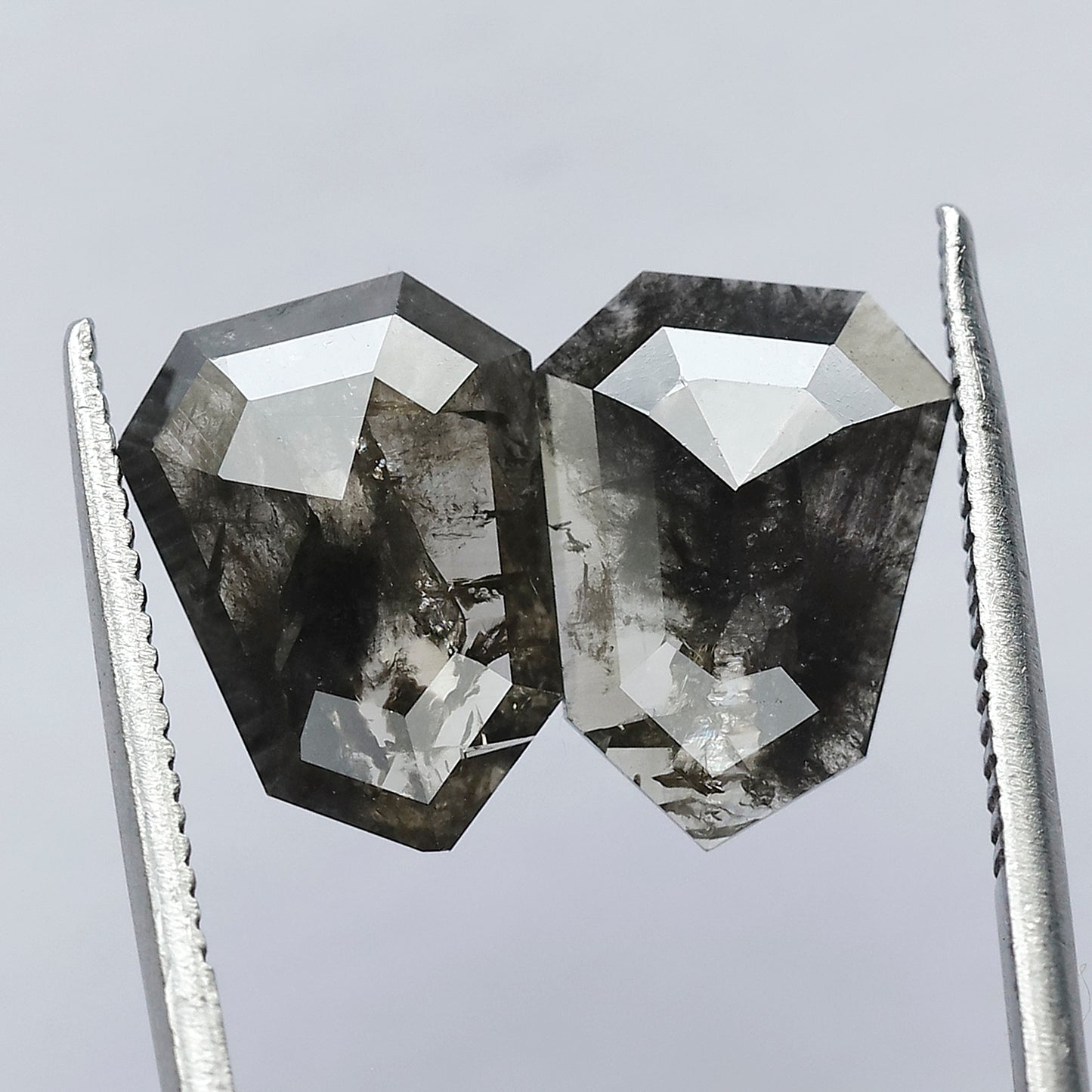 3.31 CT Fancy Brownish Black Geometric Shape Glaring Faceted Flat Back Salt and Pepper Diamond Ideal for Making Vintage Style Earrings