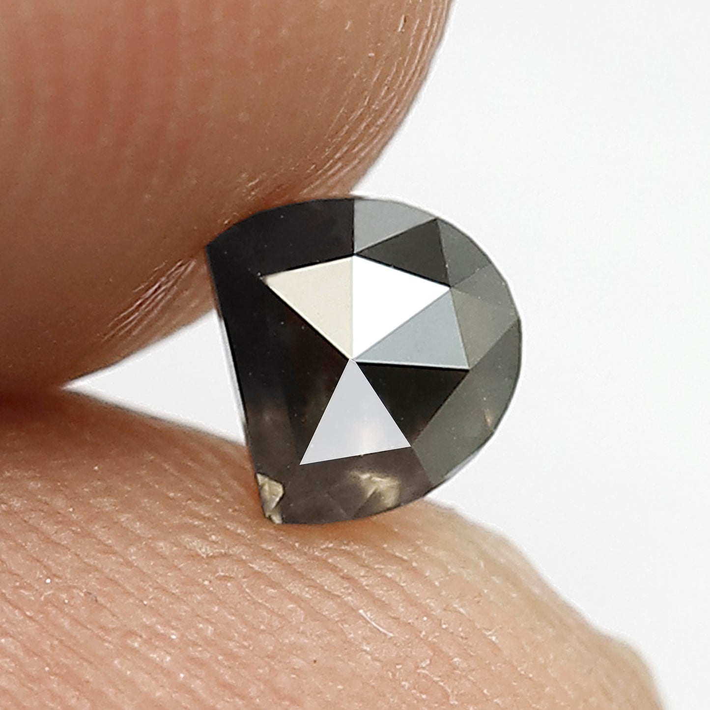 0.53 CT Gray Black Half Moon cut Loose Diamond, 4.10 x 4.50 mm Natural Salt and Pepper Diamond