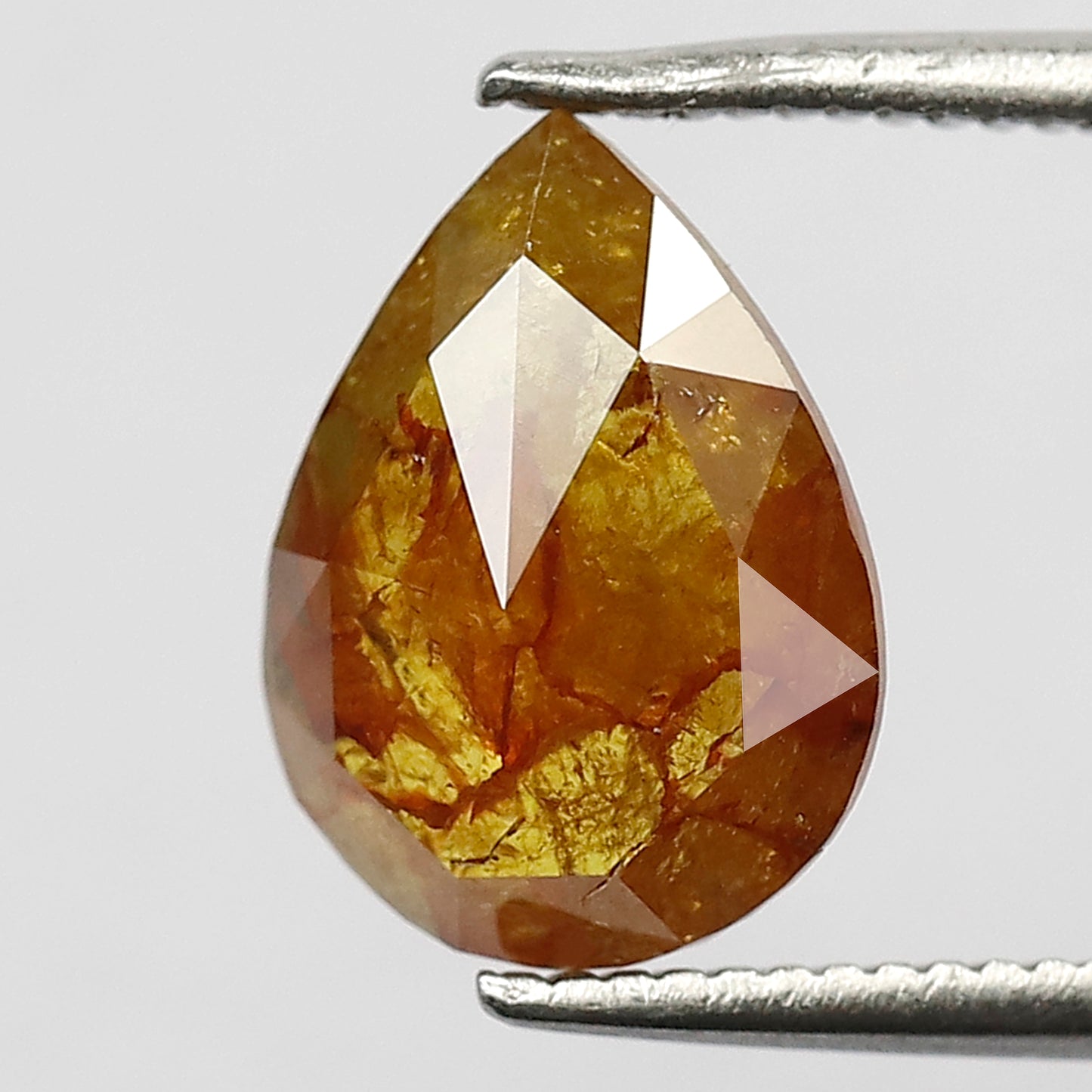 1.68 Ct 10 MM Pear Shape Salt and Pepper Translucent Reddish Yellow Color Natural Loose Rustic Diamond