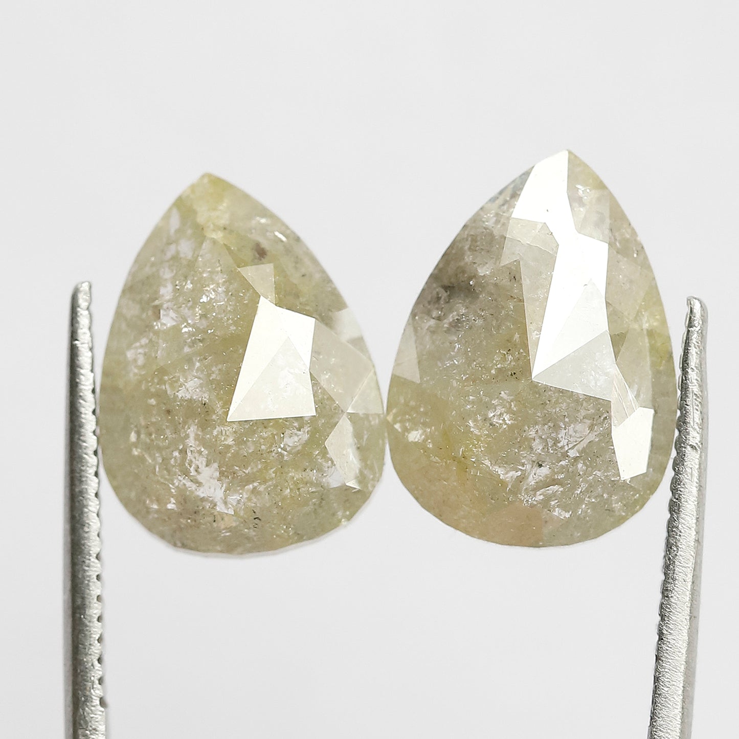 5.88 CT Twin Pair of Fancy Greenish Grey Pear Shape Diamond 12 MM Polished Salt and Pepper Perfect For Making Stunning Diamond Stud Earrings