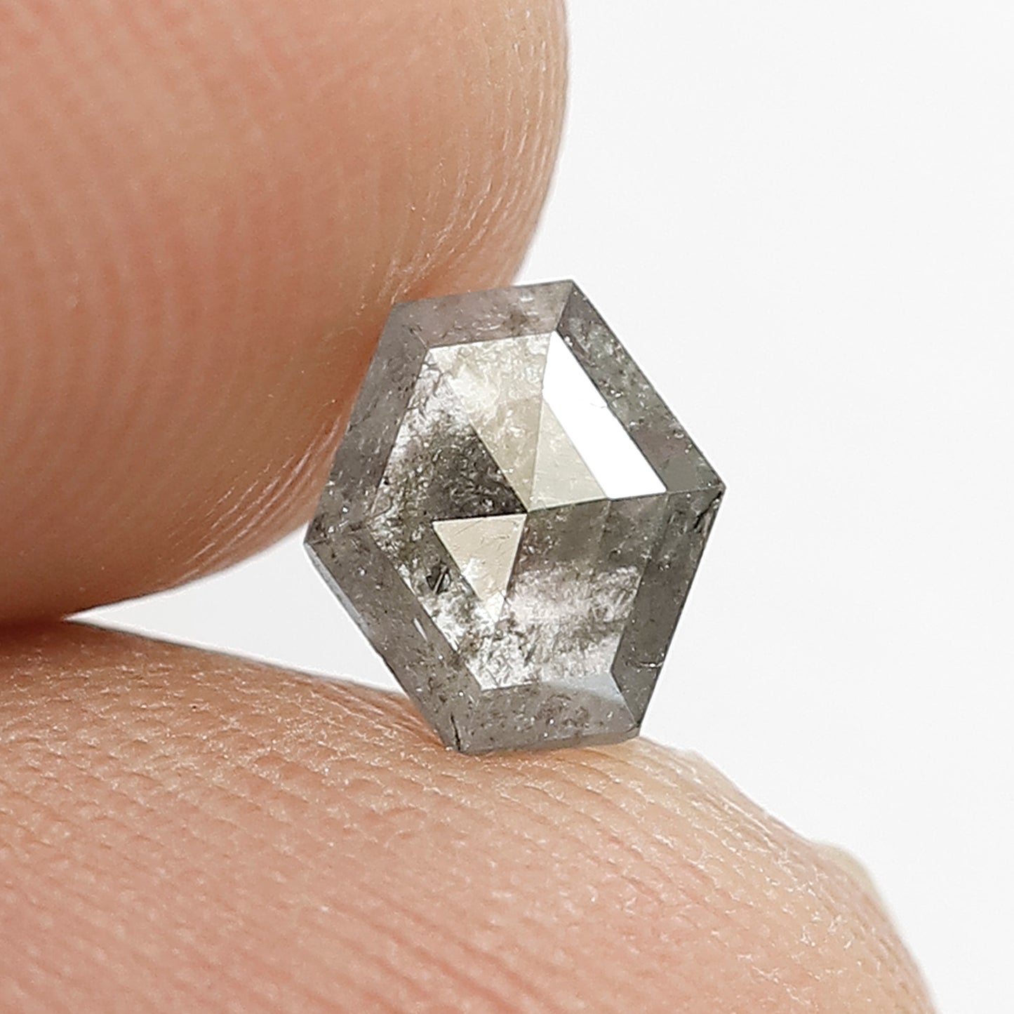 0.55 CT Geometric Cut Salt and Pepper Diamond, 6.00 x 5.50 mm Natural Translucent Loose Diamond for Custom Ring or Pendant