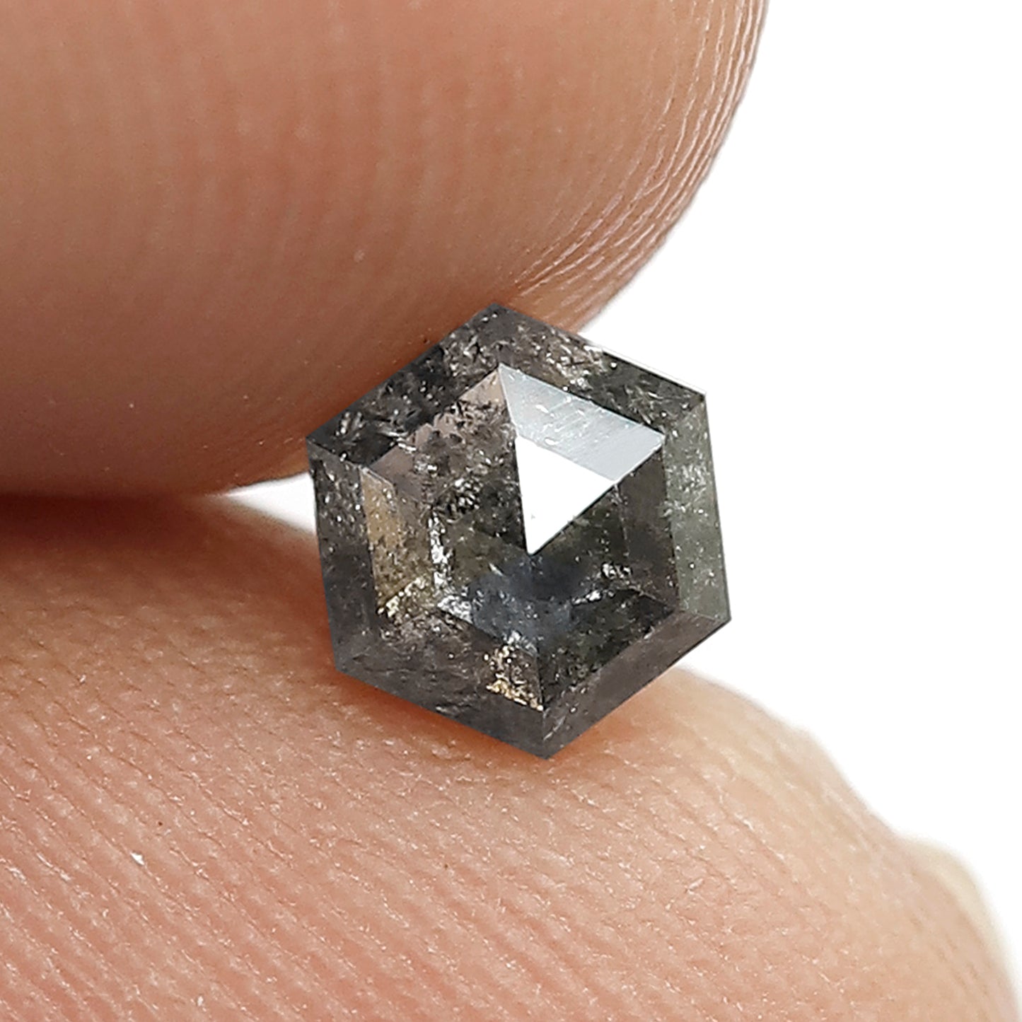 0.50 CT Natural Hexagon cut Loose Diamond, 5.50 mm Earth Mined Gray Black Salt and Pepper Diamond