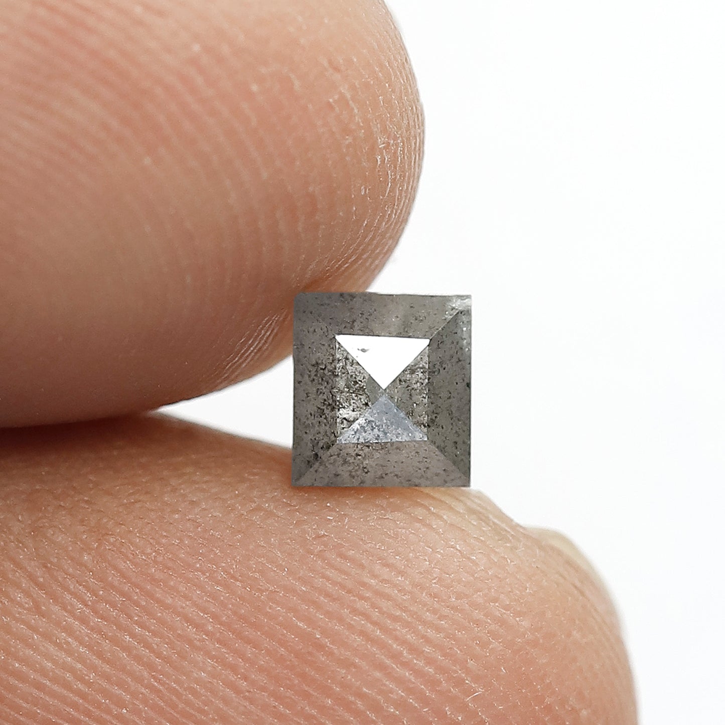 0.80 CT Geometric cut Earth Mined Loose Diamond, 5.00 mm Natural Misty Gray Salt and Pepper Diamond