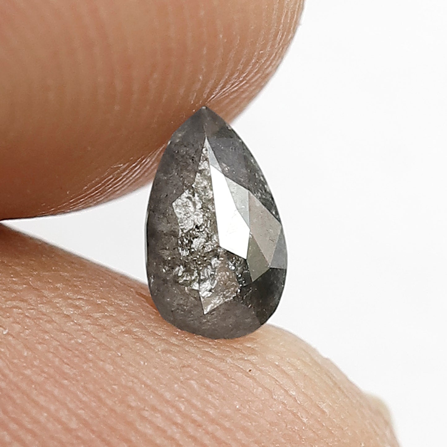 0.42 CT Pear shape Natural loose Grey Black color 6.50 MM Salt and pepper Diamond