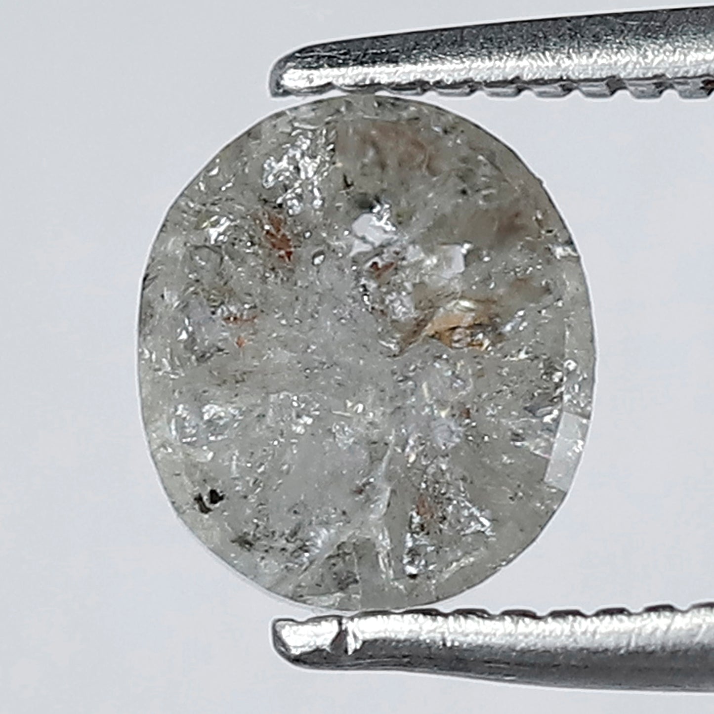 7 mm 1.30 ct oval shape salt and pepper natural loose diamond , icy white grey color for jewelry