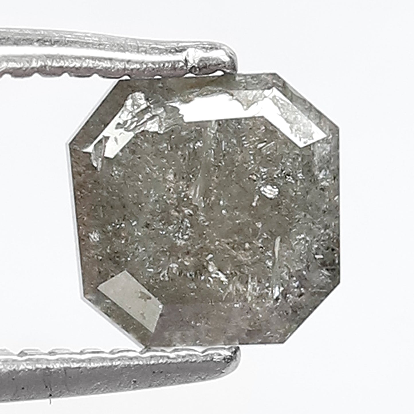 0.79 ct 5 mm Natural Loose square emerald cut salt and pepper Diamond,Step cut Fancy Loose Diamond