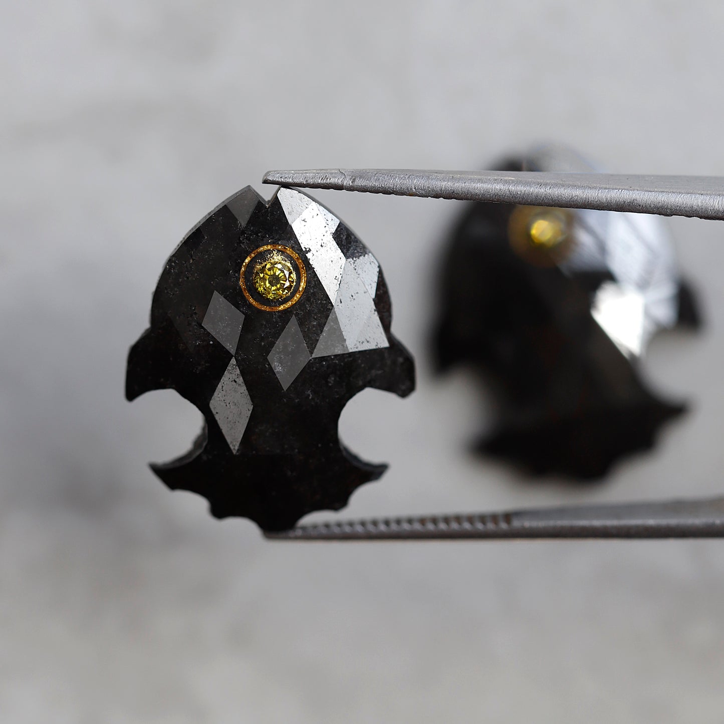 13.95 CT Pair Of Fancy Black Fish Diamond 19 MM Natural Black Color AAA Quality