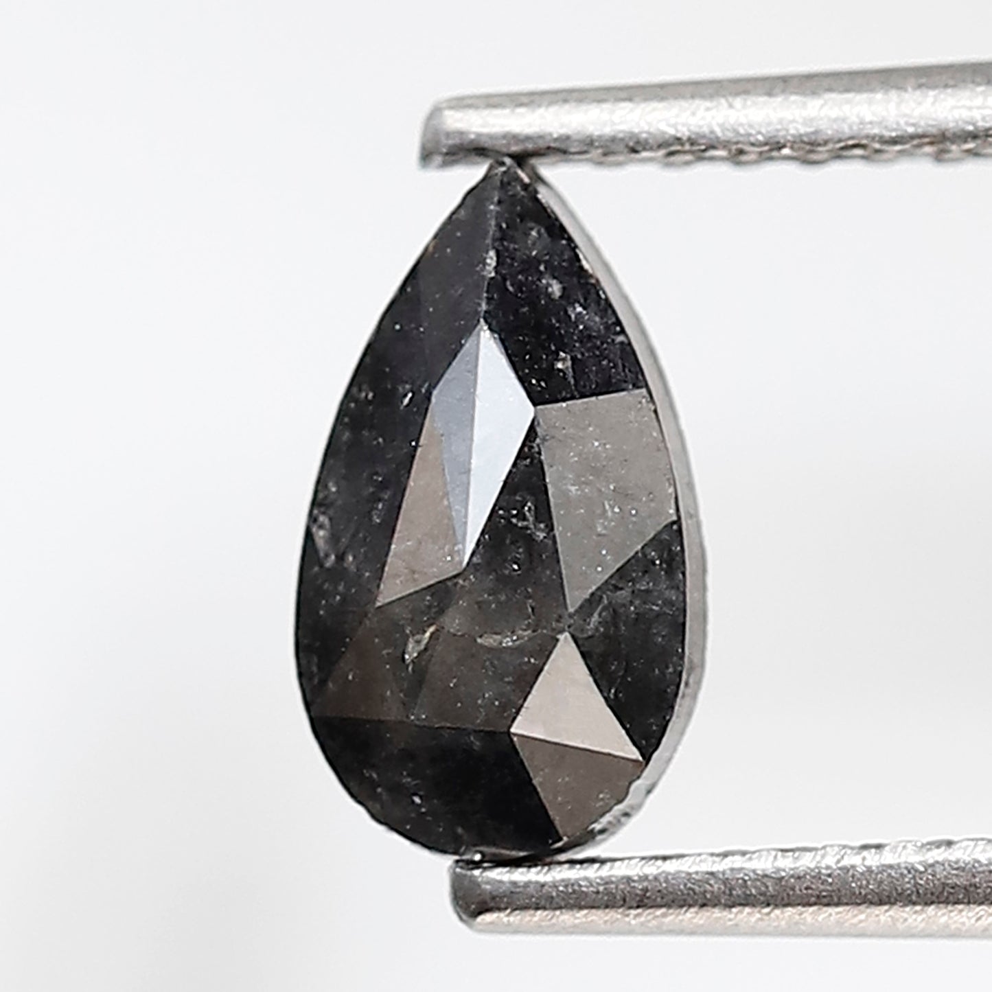 0.94 Ct Pear Shape Salt and Pepper Diamond 8 MM Grey Black Color natural Loose Diamond