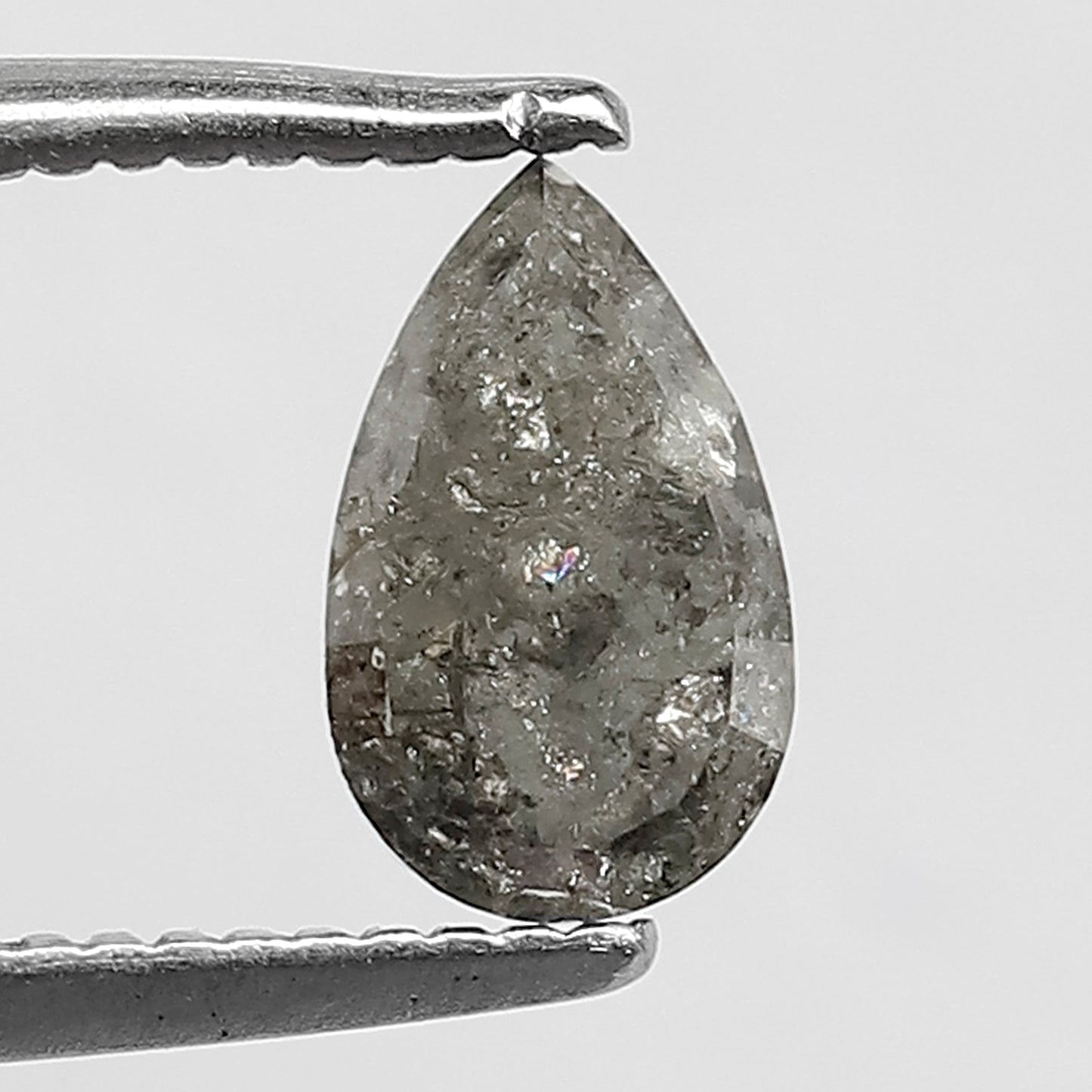 1.01 ct 7 MM Natural opaque pear diamond loose, Dark Black grey color faceted Bridal Jewelry