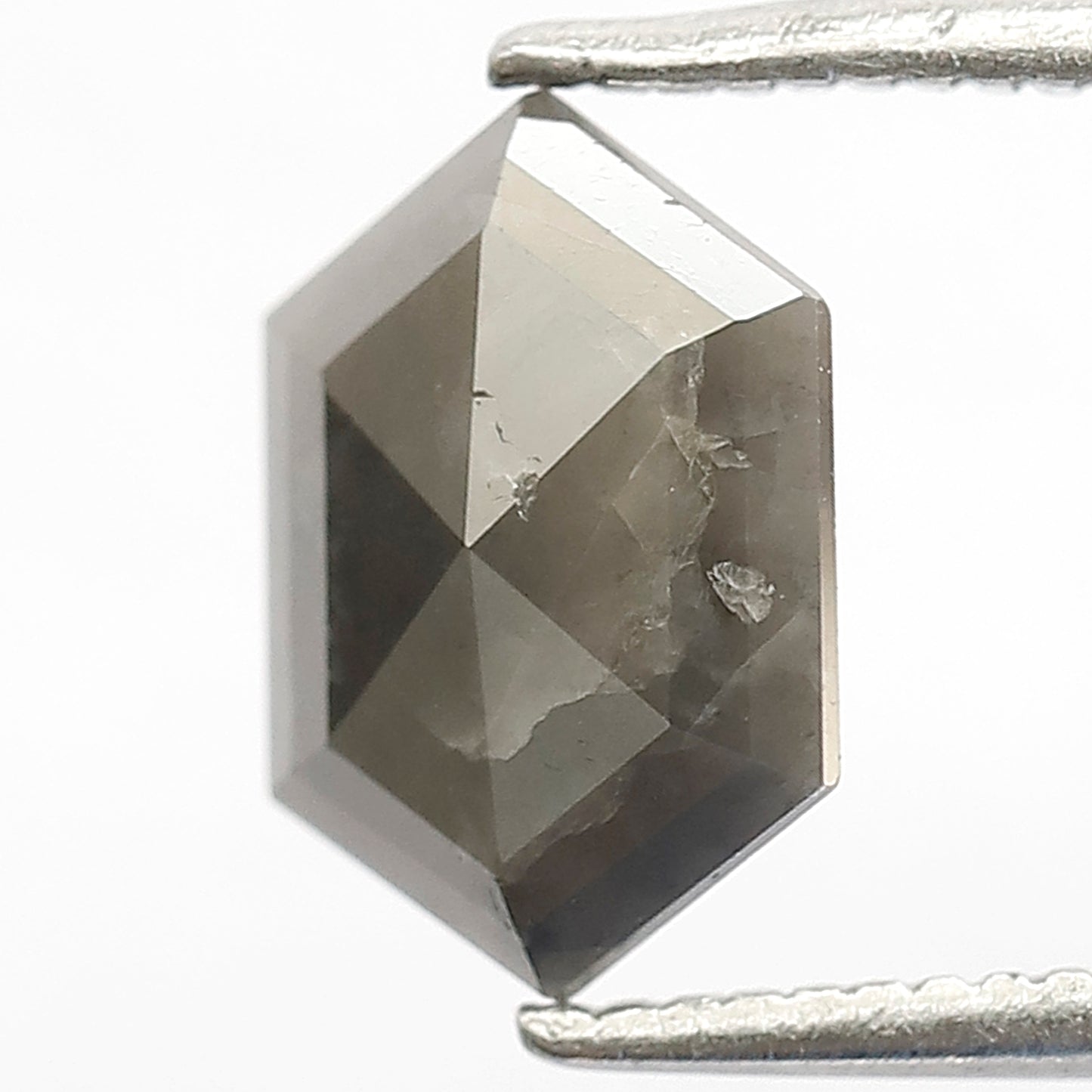 1.16 CT Hexagon shape grey black color 9.30 MM natural loose salt and pepper diamond