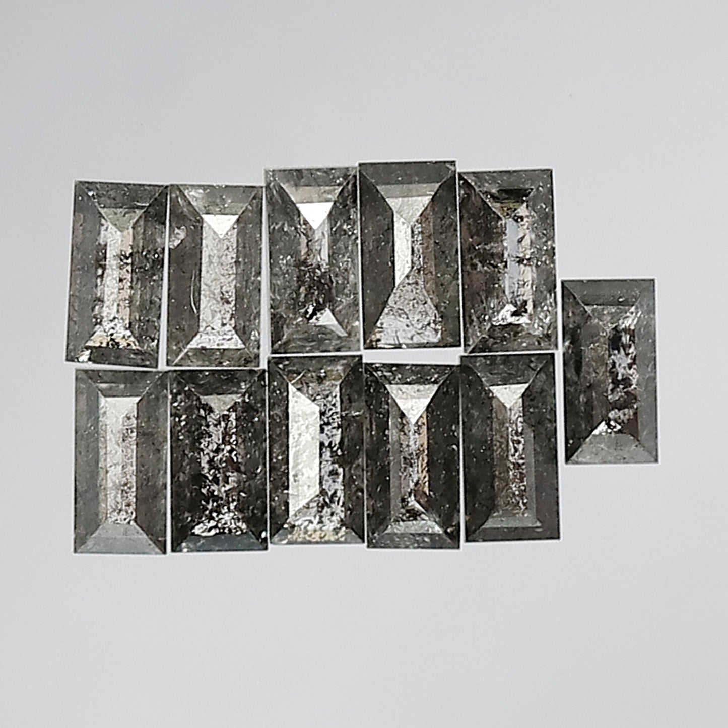 3 MM 0.72 CT Baguette Shape Salt and Pepper Diamonds Grey Black Color Loose Natural of diamonds