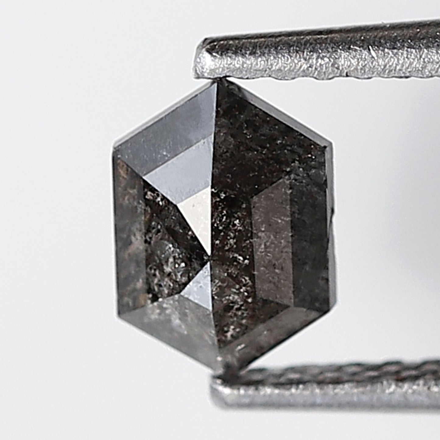 0.60 Ct Elongated Hexagon Shape Salt and Pepper Diamond 6 MM Grey Black Color Natural Loose Diamond