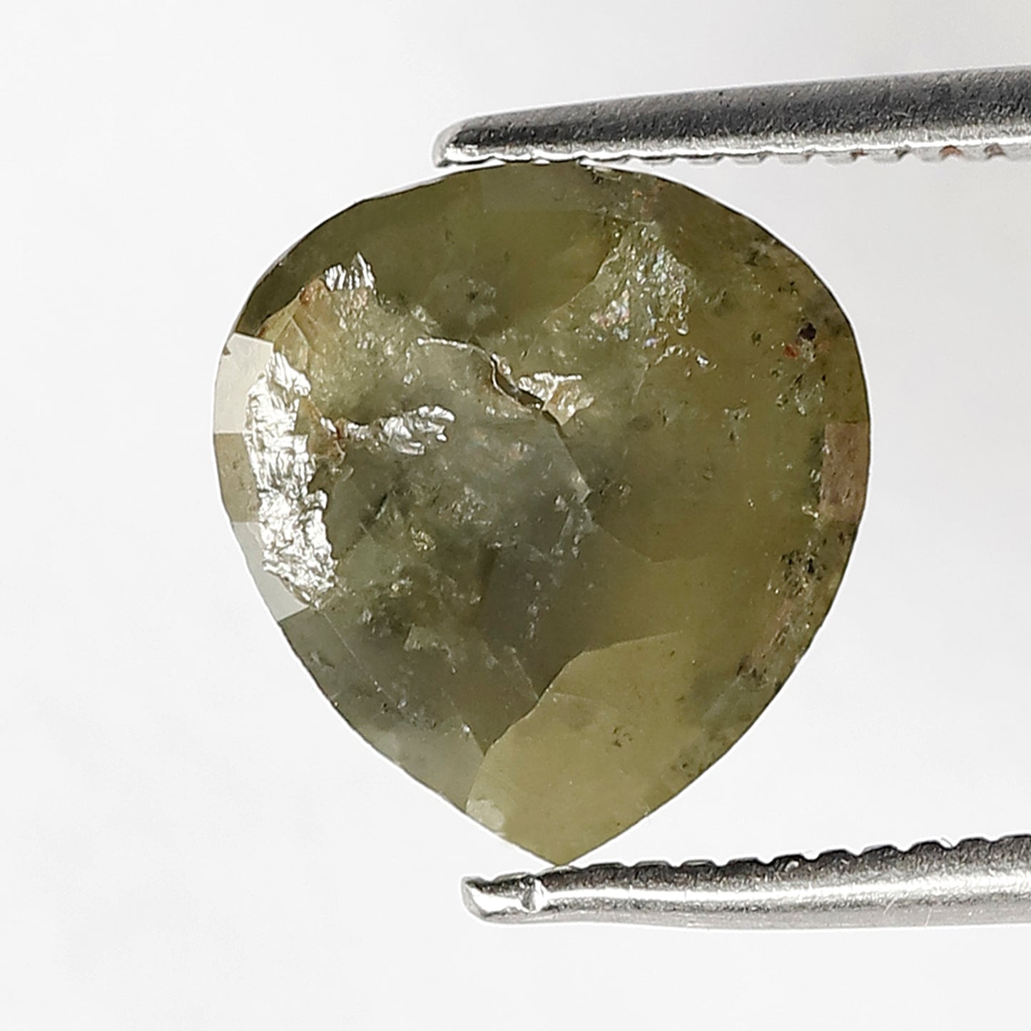 2.83 Ct Natural green pear shape Rustic rose cut diamond pear cut opaque clarity for pear Engagement Ring
