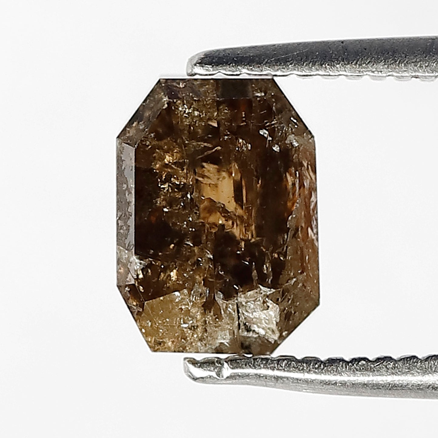 1.62 Ct 7 MM Natural Loose Diamond Champagne Brown Color Emerald Shape rustic Rose Cut Polished Diamond for ring