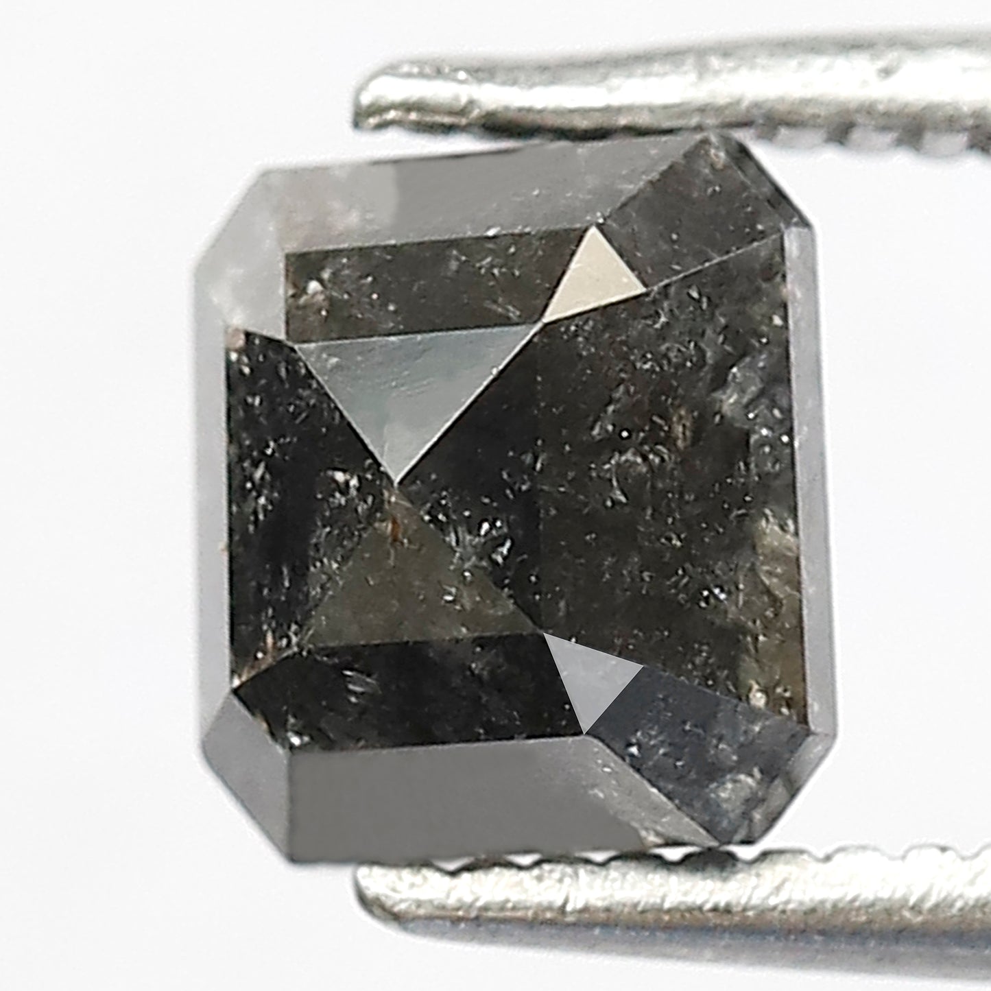 1.48 CT Emerald Cut Salt and Pepper Diamond | Grey Black Translucent Loose Diamond | Rustic Engagement Ring Stone | Natural Diamond 6.1 MM