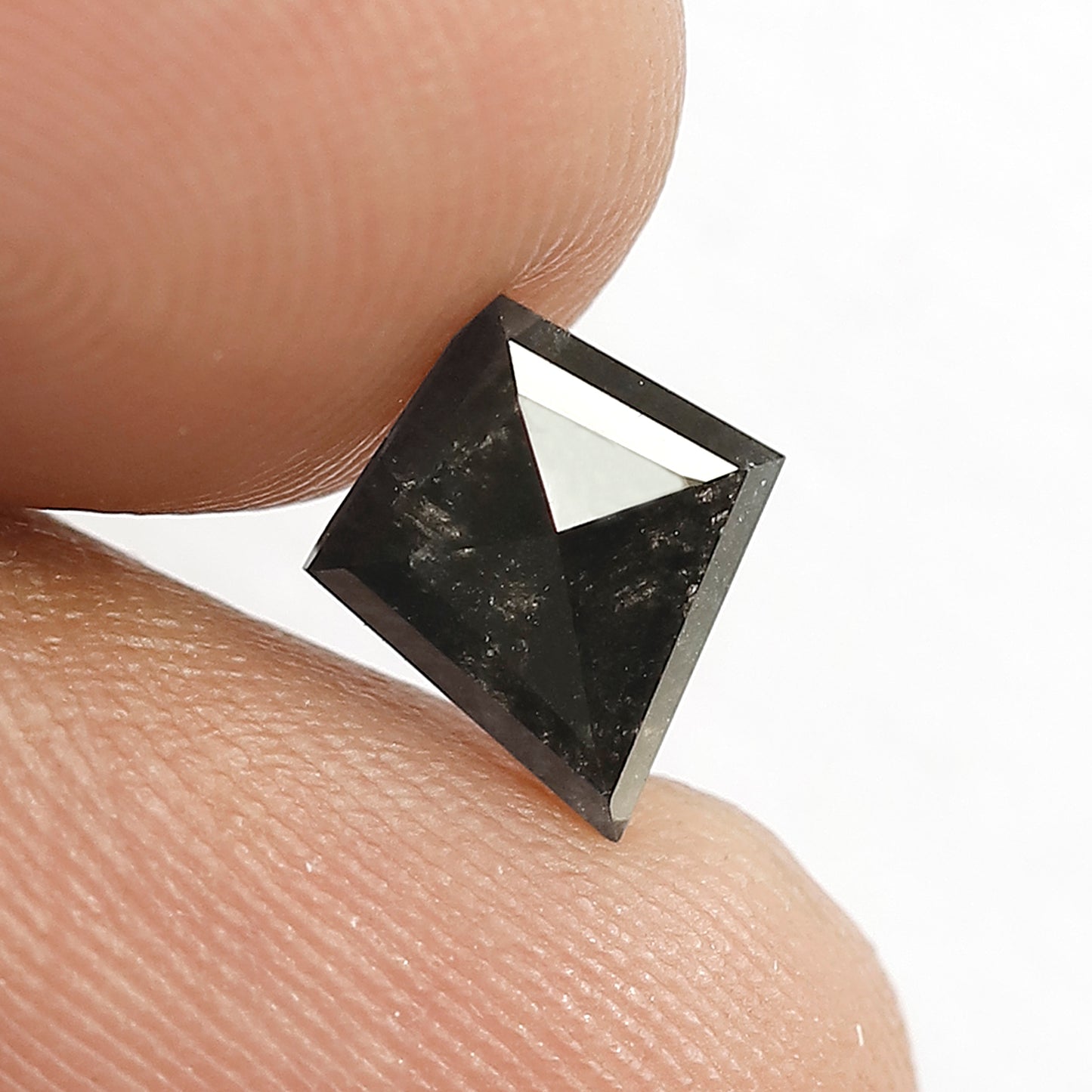 0.95 CT Kite shape Natural loose Grey Black color 9 MM Salt and pepper Diamond