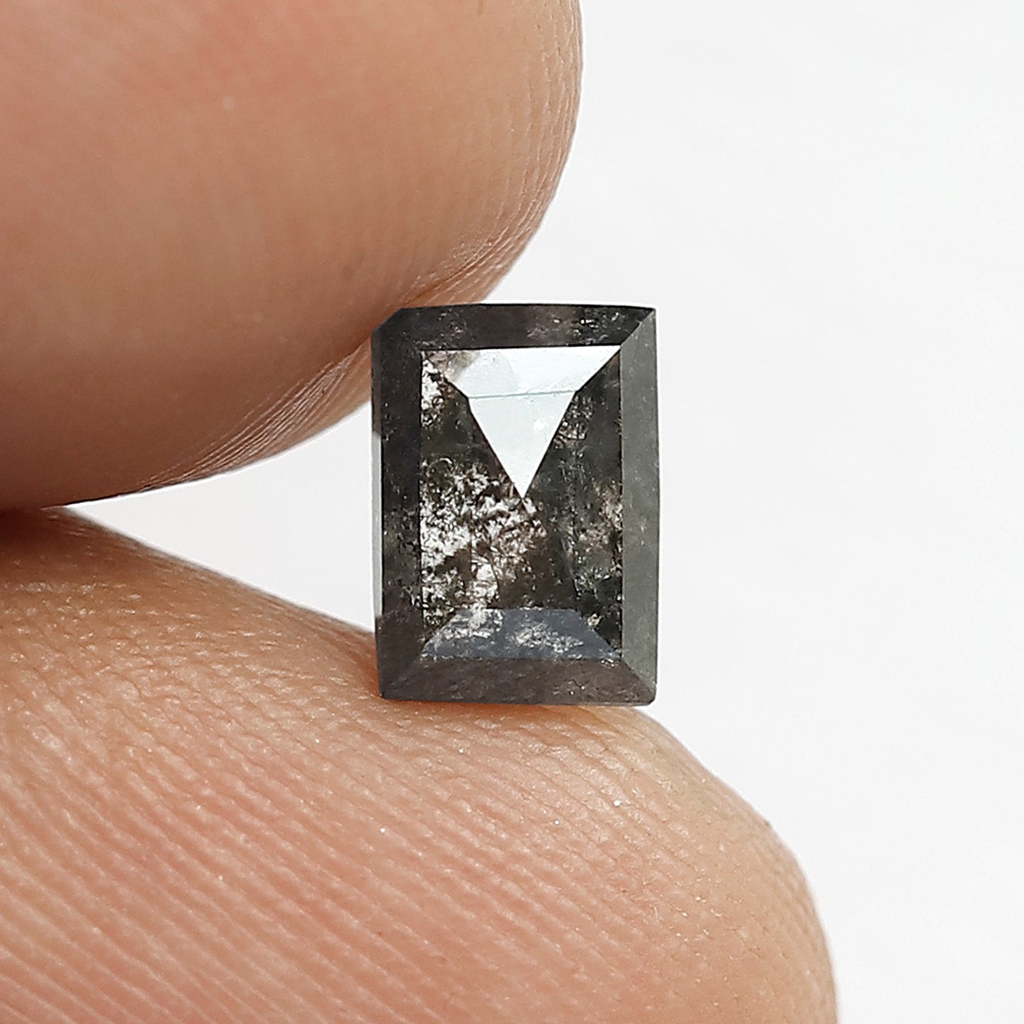 1.09 CT Baguette shape Natural loose Grey Black color 6.70 MM Salt and pepper Diamond