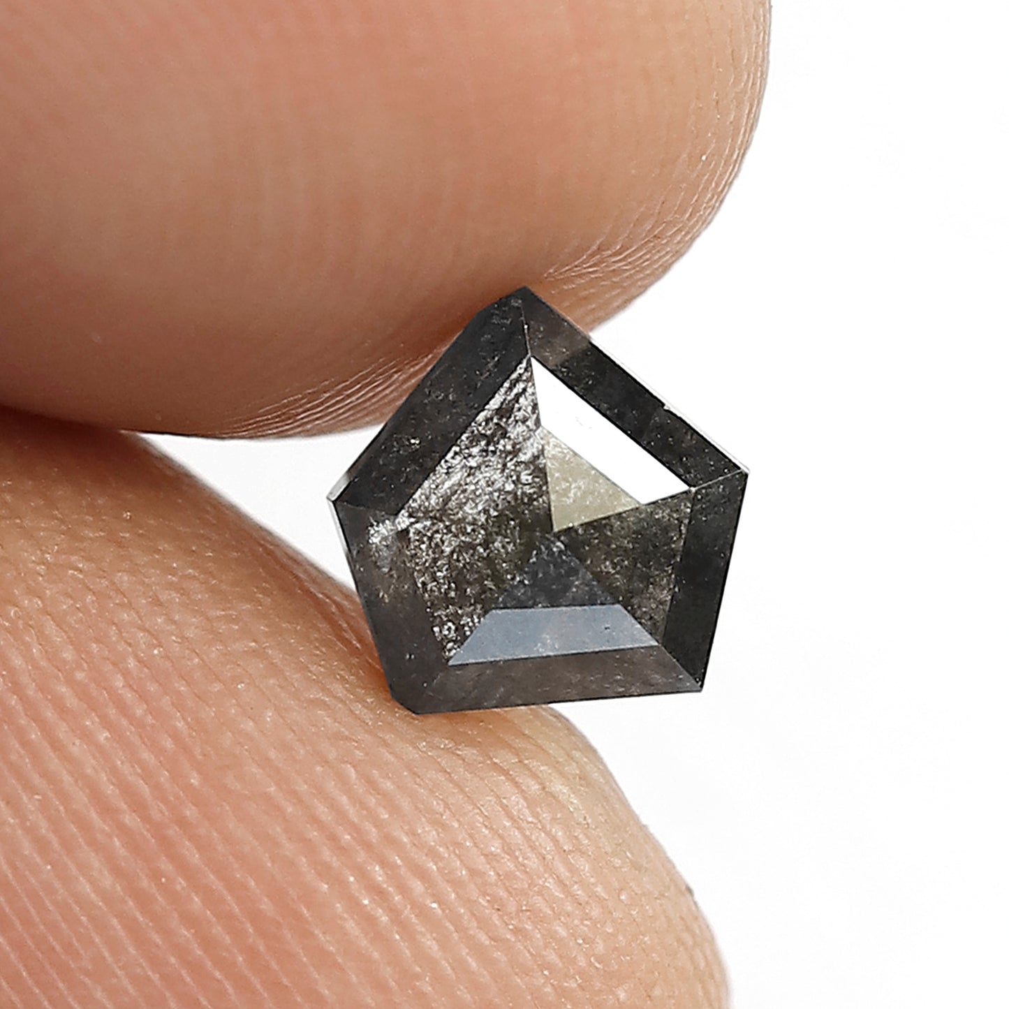 1.05 CT Geometric shape Natural loose 6.50 MM Grey Black color salt and pepper Diamond
