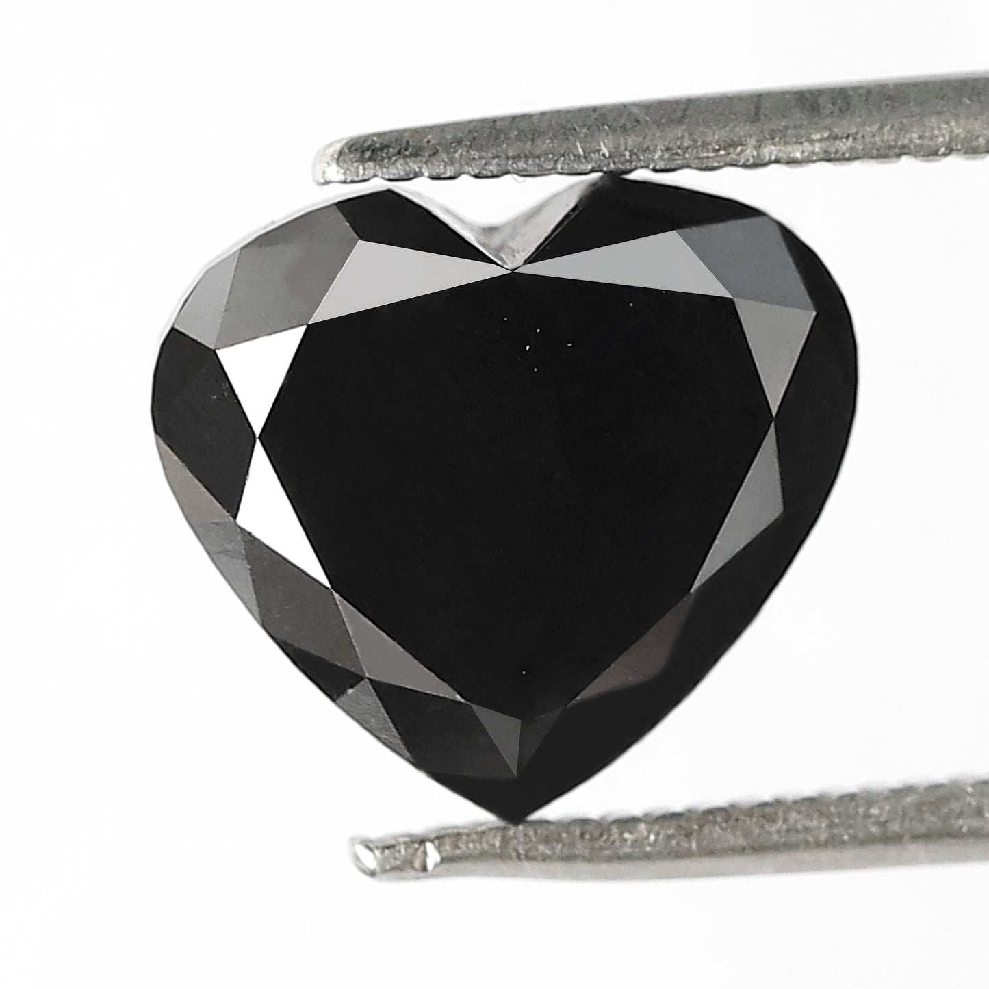 3.67 CT Heart Shape Diamond 9 mm Heated Jet Black Color Loose Diamond For Engagement Ring