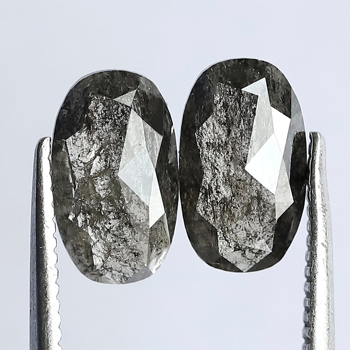 1.72 CT salt and pepper oval diamond Pair Natural Grey Black color transparent for diamond Earring