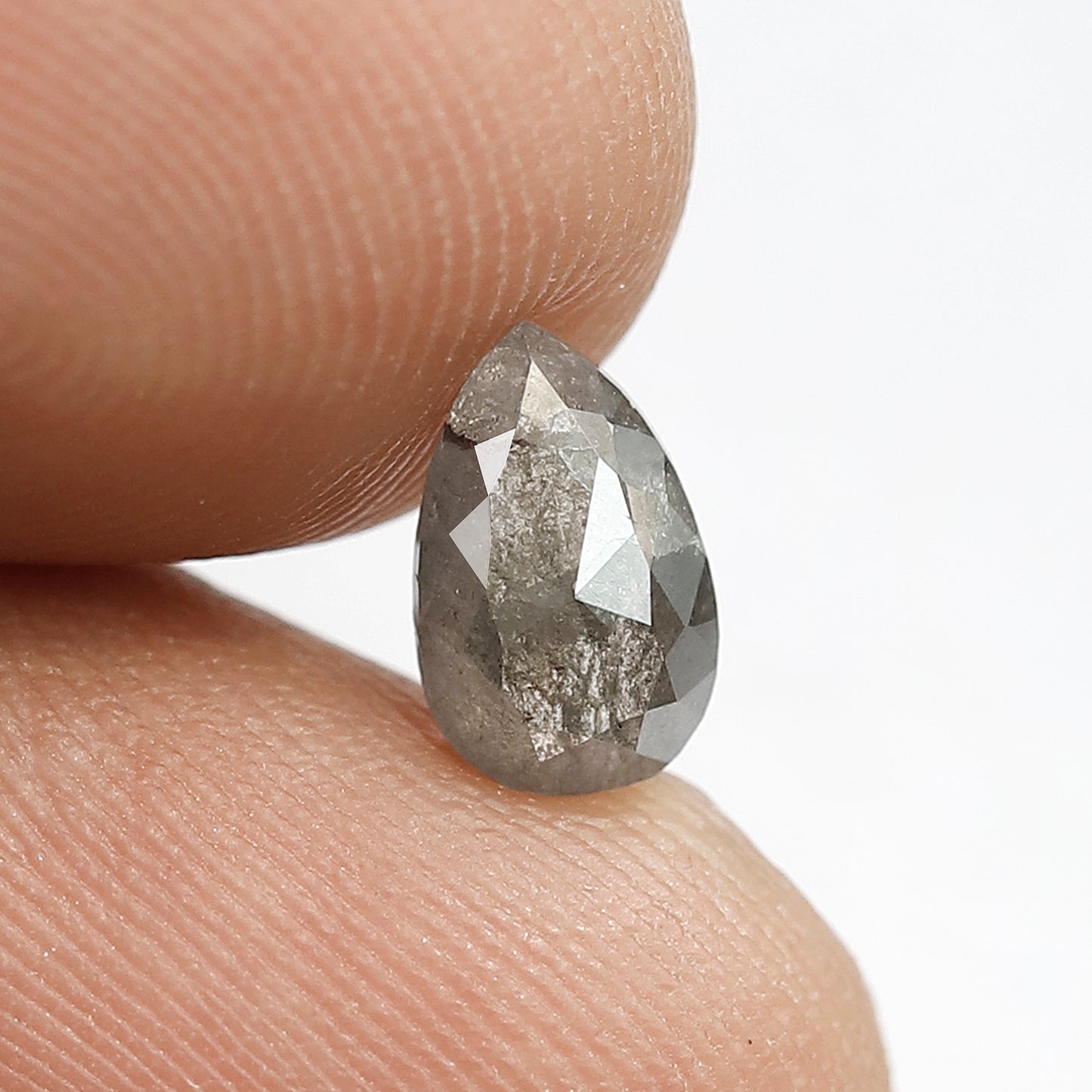 1.01 CT Pear shape Natural loose 8 MM Grey Black color salt and pepper diamond