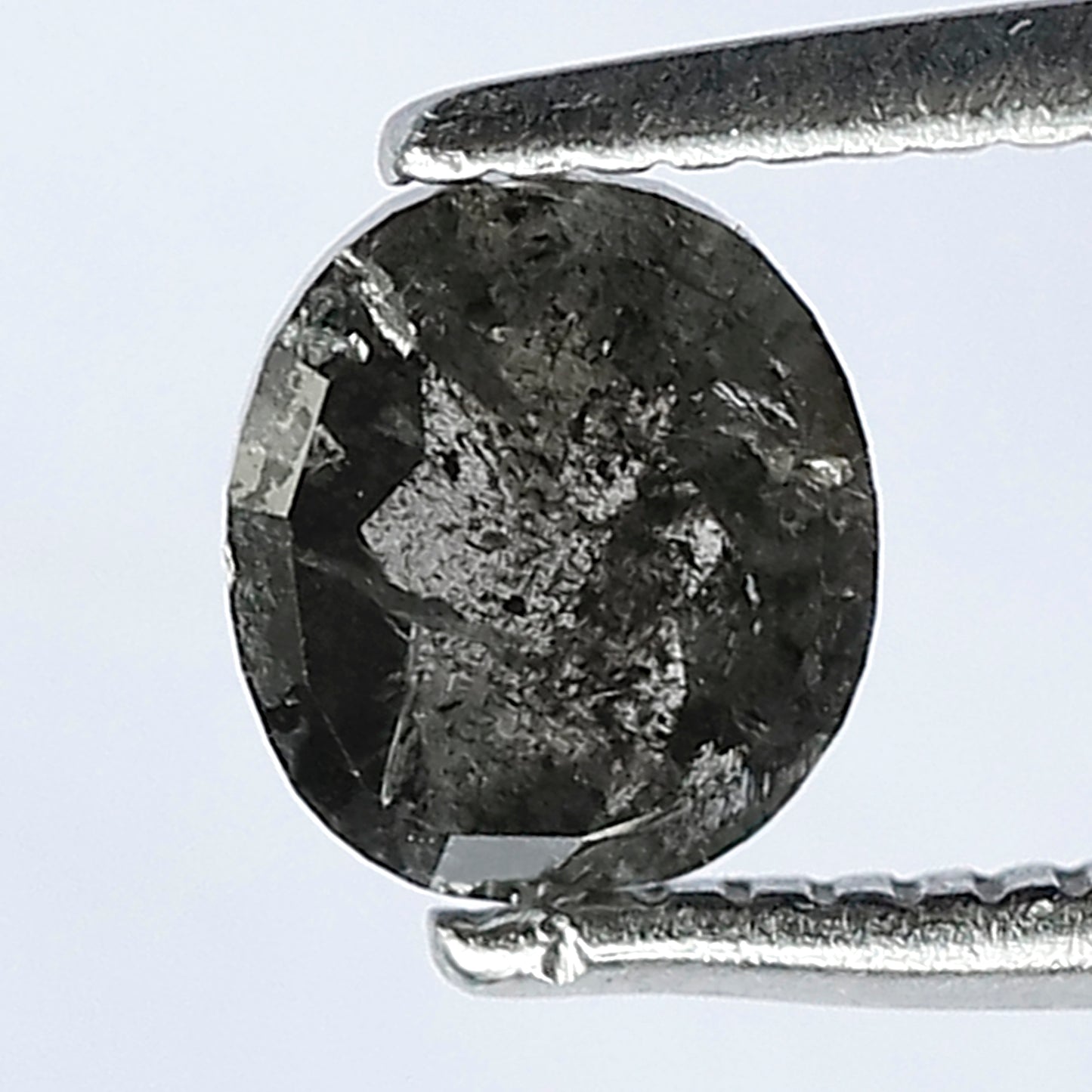 0.70 CT Natural Grey black color salt pepper oval diamond , loose diamond for unique faceted diamond jewelry