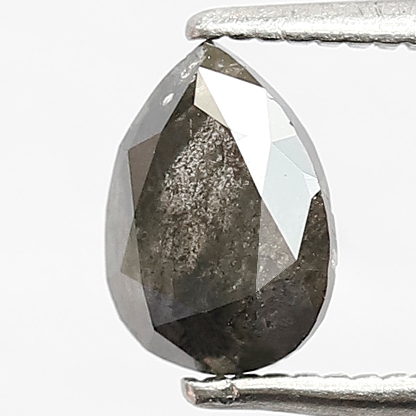 0.90 CT Pear shape Natural loose conflict free grey black color 7.10 MM salt and pepper diamond