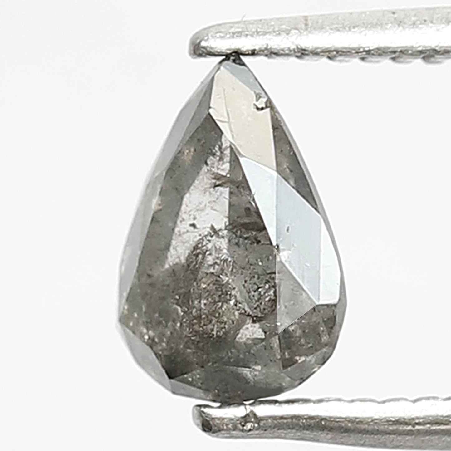 0.65 CT Pear shape conflict free Natural loose grey black color 6.80 MM salt and pepper diamond