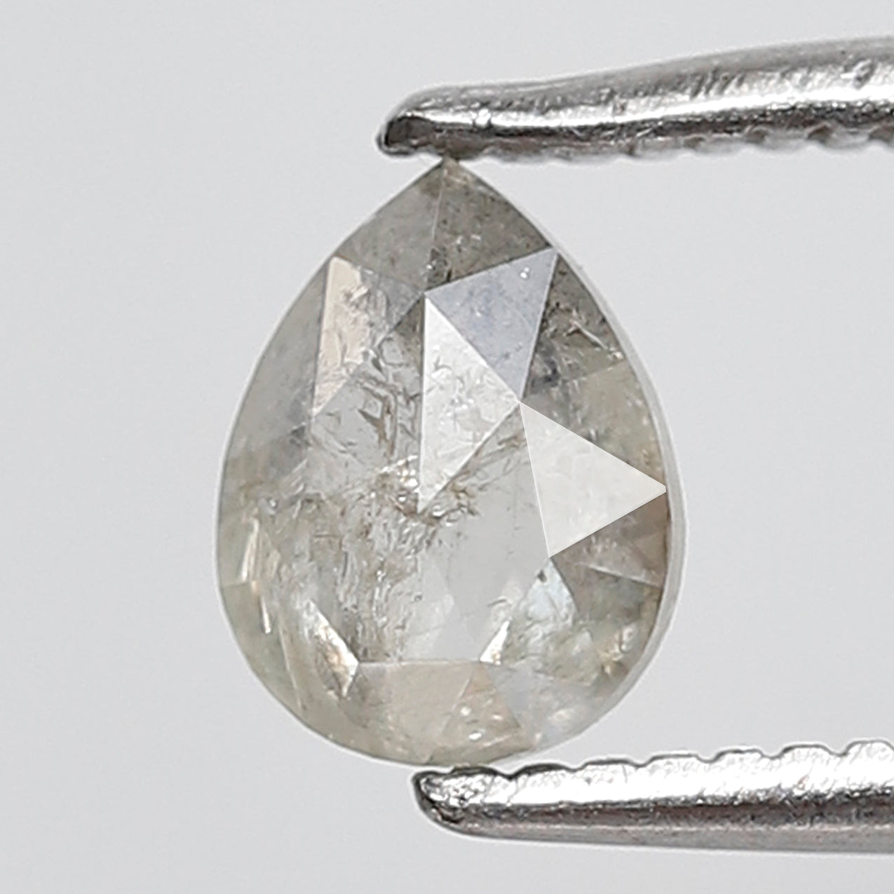 0.54 Ct Pear Shape Salt and Pepper Diamond 6 MM Misty White Color Natural Loose Diamond