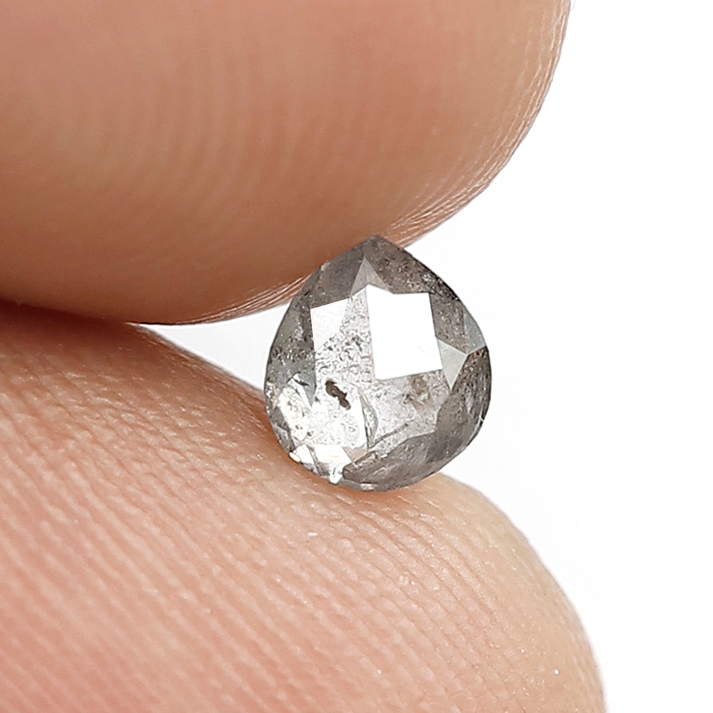 0.42 CT Pear shape Natural loose Grey Black color Translucent 5 MM Salt and pepper Diamond