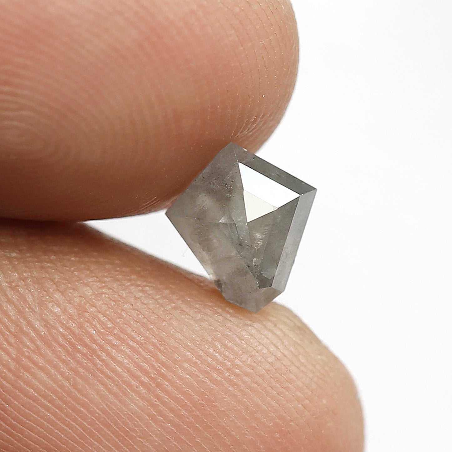 1.30 CT Gray Black Kite Shape Loose Diamond, 7.50 x 6.50 mm Natural Salt and Pepper Ethical Diamond