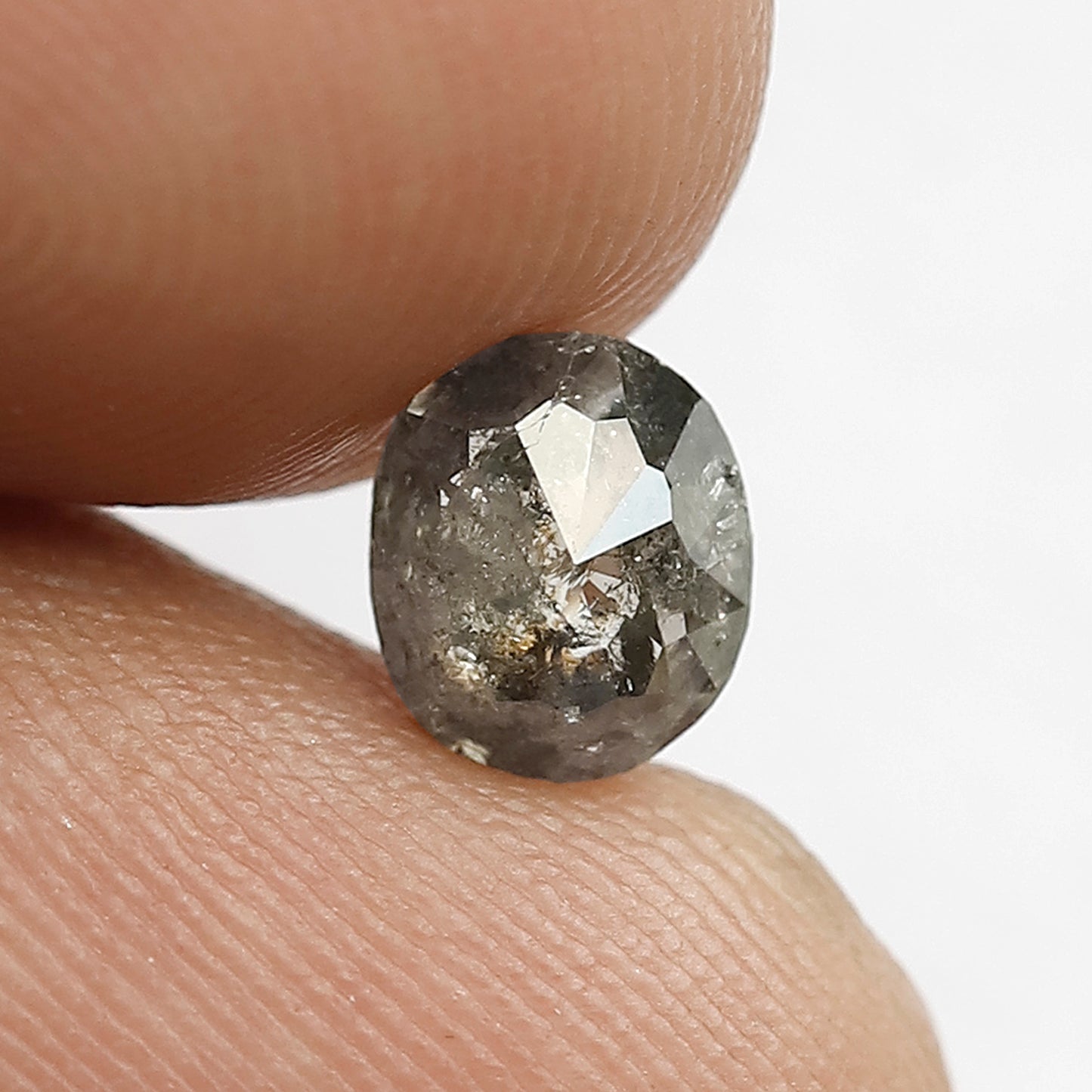 0.82 CT Oval Salt and Pepper Loose Natural Gray Black Diamond For Making Engagement Ring and Wedding Ring