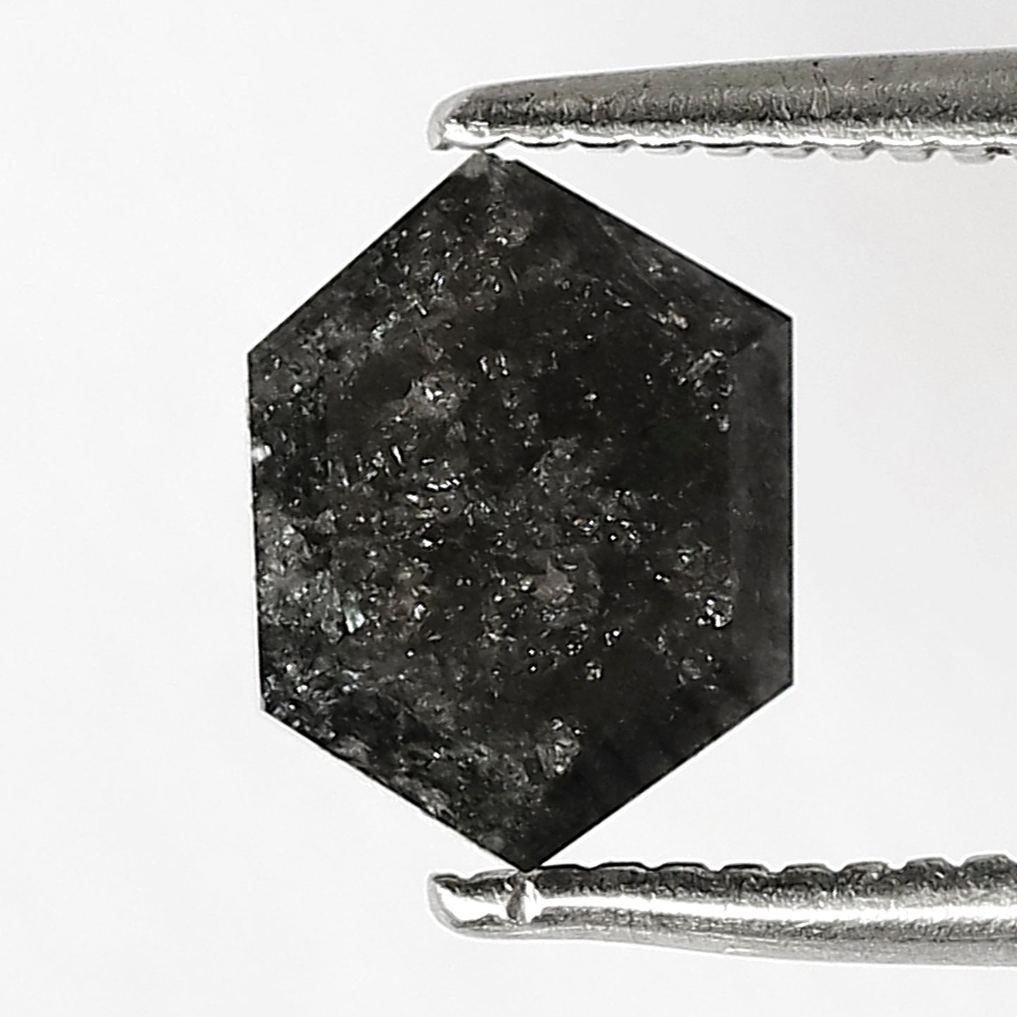1.25 CT 7 mm Hexagon Shape Salt and Pepper Diamond Black Grey color For Pendant