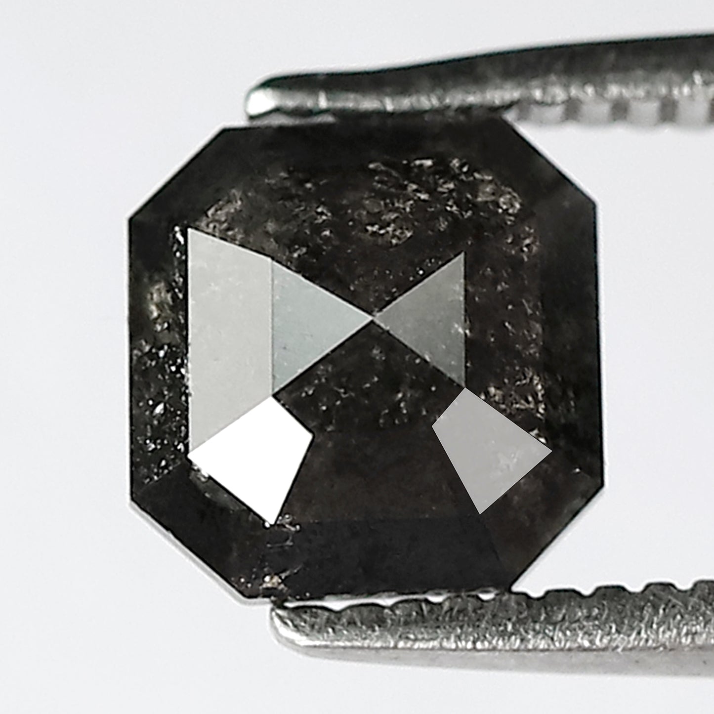 1.39 CT 6 mm Natural Loose Diamond square emerald Shape Black Grey color salt and pepper diamond