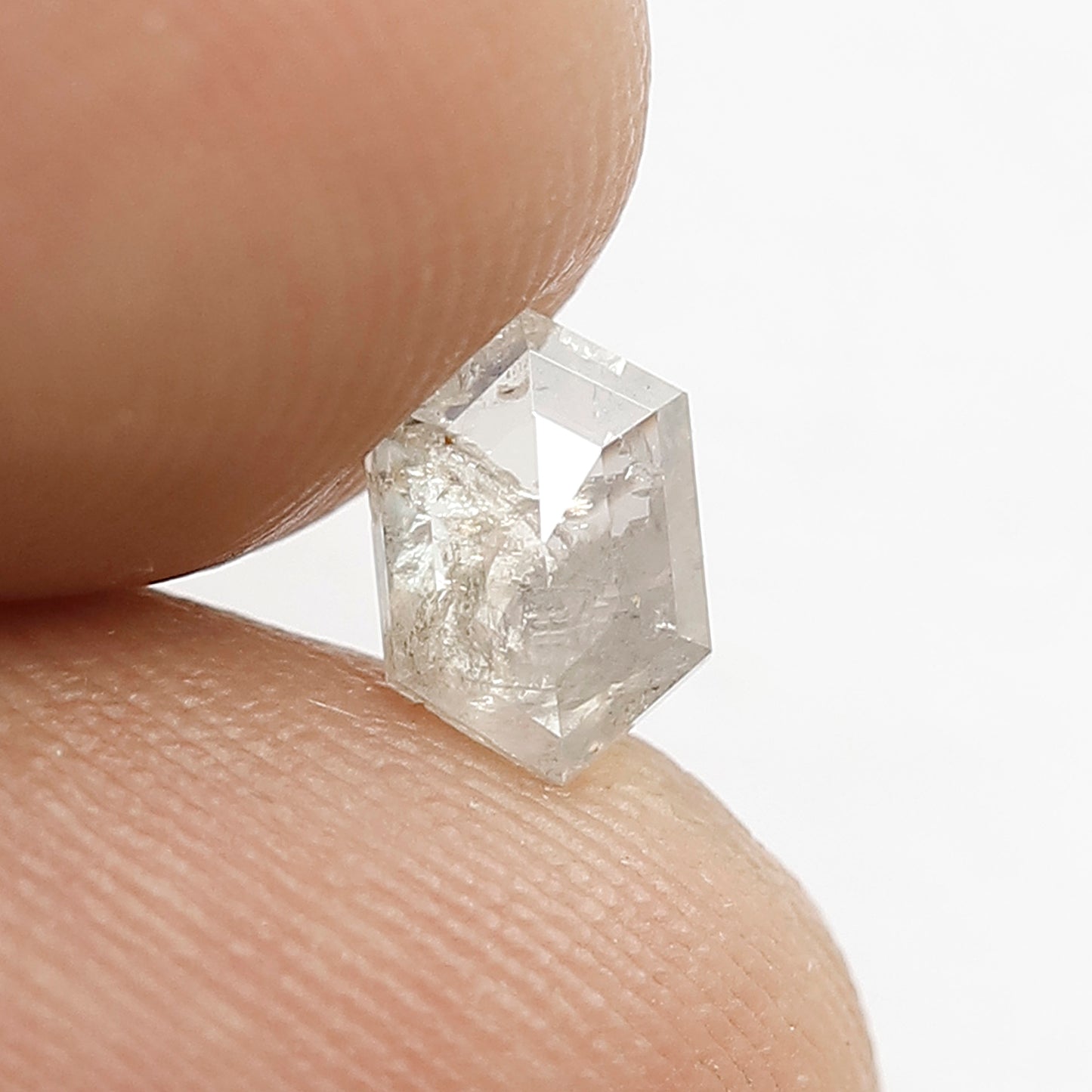 0.66 CT Misty White Hexagon Diamond, Natural Translucent Salt and Pepper Diamond, 6.60 mm Loose Diamond for Wedding Band