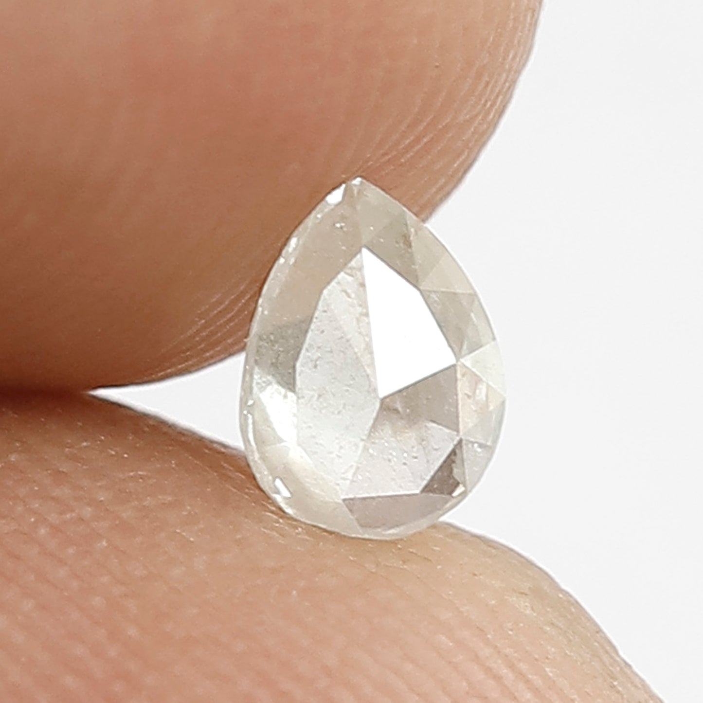 0.30 CT Pear Shape Natural Loose Diamond, 5.30 mm Translucent Misty White Salt and Pepper Diamond