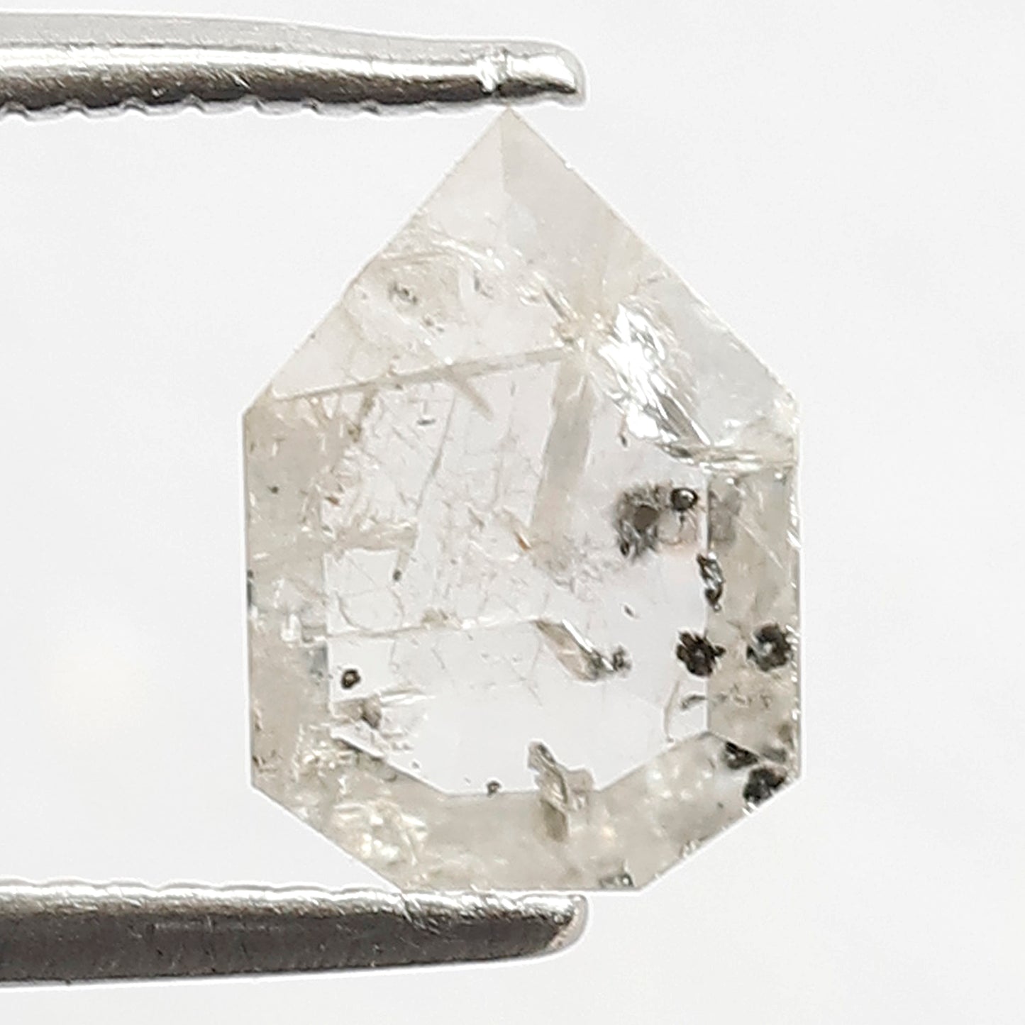0.69 CT Translucent Geometric cut Diamond, Natural Salt and Pepper Loose Diamond, Ethical Conflict Free Stone for Custom Jewelry